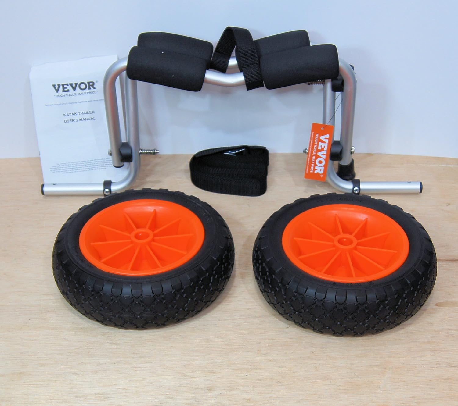 VEVOR Kayak Cart, 250lbs Load Capacity, Foldable Kayak Dolly Aluminum Kayak Wheels with 10'' Solid Tires for Kayaks Carrier Canoes Paddleboard Kayak Trolley Float Mats Jon Boats customer photo 1