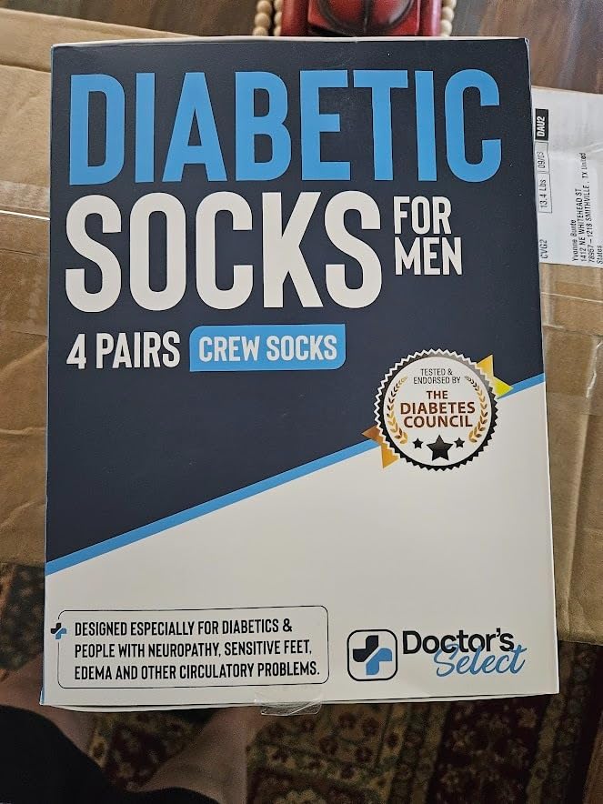 Doctor's Select Crew Diabetic Socks for Men - 4 Pairs | Neuropathy Socks for Swollen Feet, Smooth Toe Seams, Breathable, Stretchy, Moisture-Wicking, Stay-Up Fit, Secure Fit customer photo 1