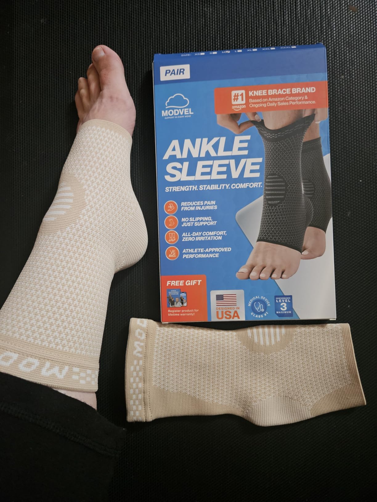 Modvel Foot & Ankle Brace Socks for Sprained Ankle Compression Sleeve - Foot Support for Women & Men - Tendonitis & Arthritis Ankle Brace Sports Running, Torn Ligaments & Women Stabilizing Ankle Wrap customer photo 1