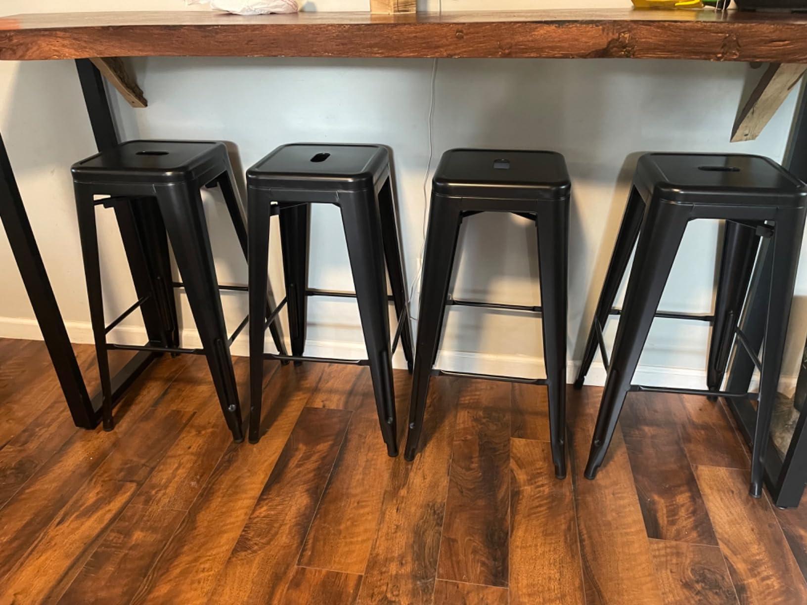 Furmax 30 Inch Metal Bar Stools Set of 4, Counter Height Stools, Industrial Bar Chairs Patio Stool Stackable Stool for Kitchen/Dining Room/Indoor Outdoor (Dark Black, 30 Inch Backless) customer photo 1