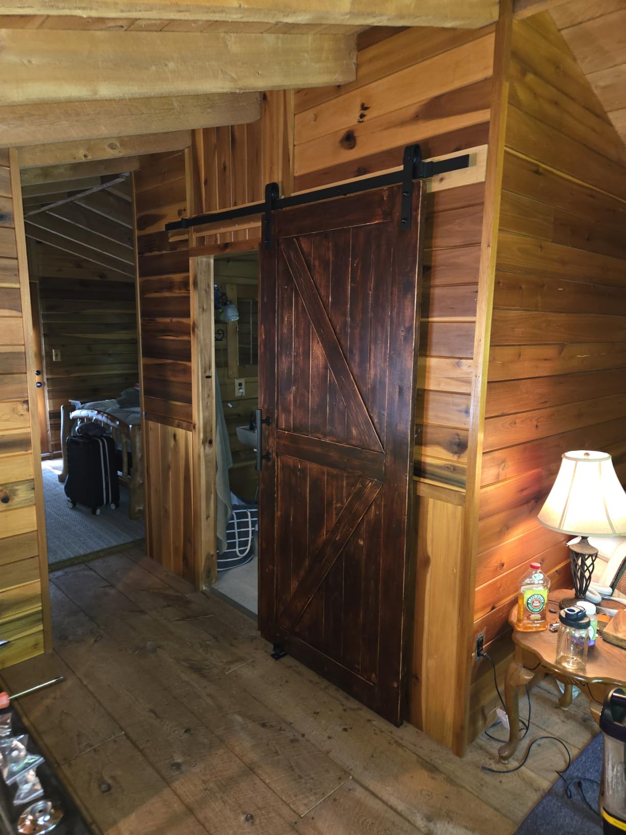 SMARTSTANDARD 36in x 84in Sliding Barn Door with 6.6ft Barn Door Hardware Kit Included, Unfinished Solid Spruce Wood Door, Assembly Required, DIY, Stainable, Natural customer photo 2