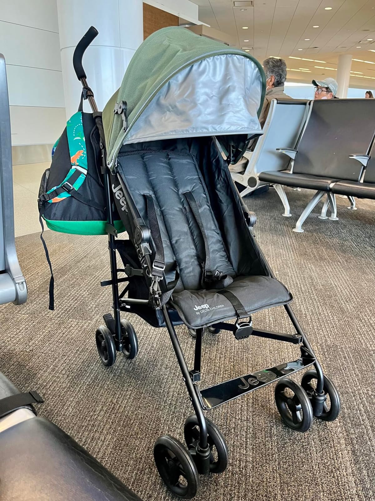 Jeep AdventureGlyde Stroller by Delta Children - Lightweight Travel Stroller with Smoothest Ride & Compact Fold, 3-Position Recline, Extra Large Storage Basket, Black/Grey customer photo 2