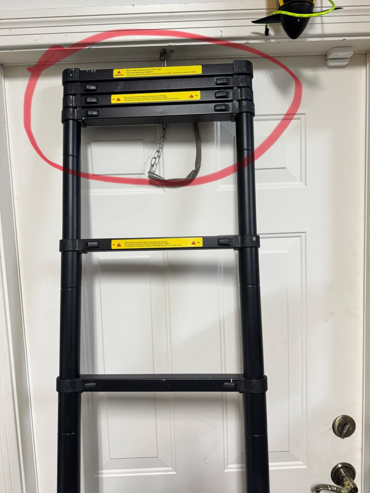 BOCOM 14.5 FT Aluminum Telescoping Ladder, Lightweight Multi-Purpose Collapsible Extension with 2 Triangle Stabilizers, Heavy Duty 330 lbs Max Capacity customer photo 2