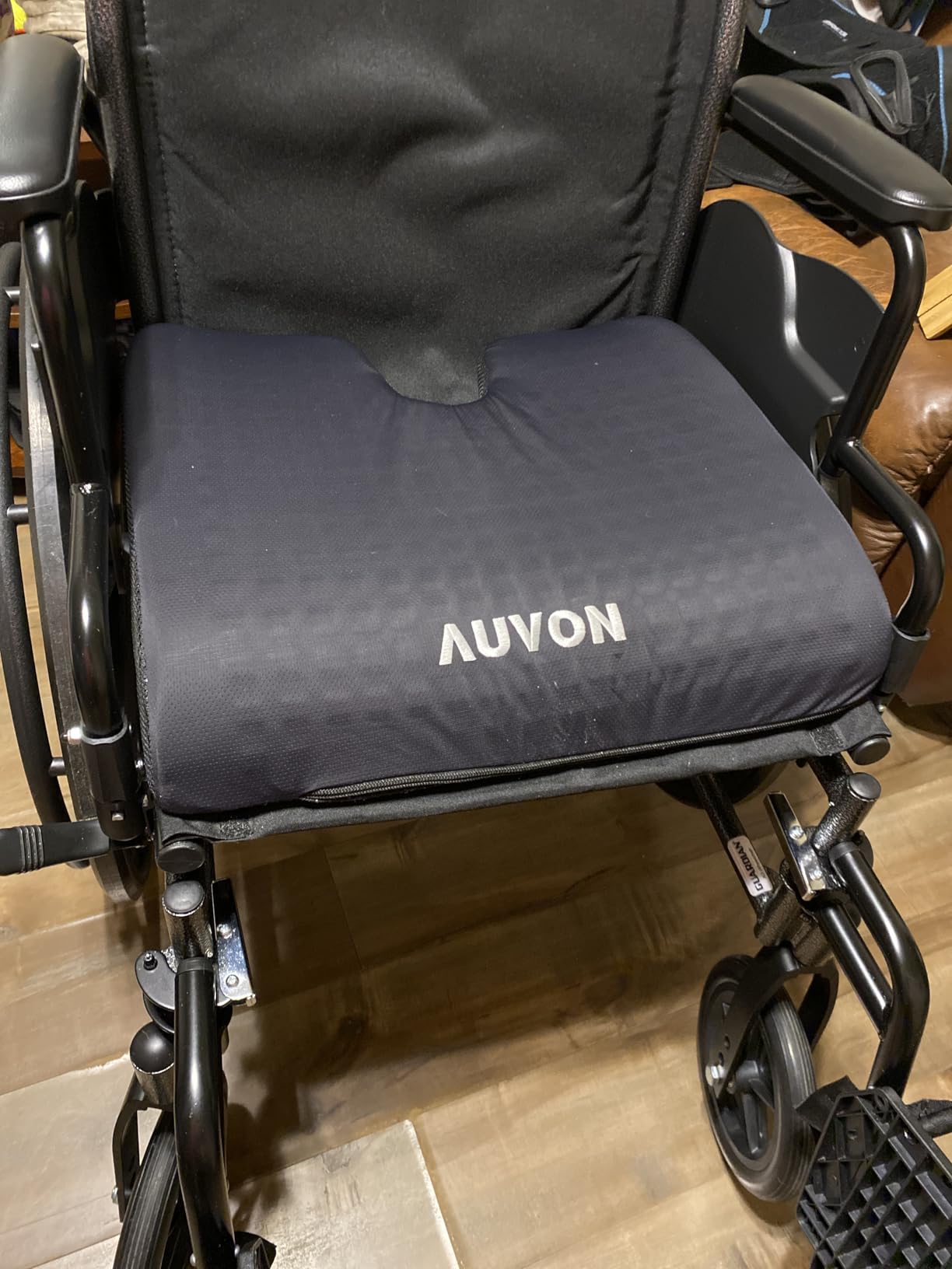 AUVON Gel Wheelchair Seat Cushion with Waterproof Cover for Pressure Sore & Ulcer, Ergonomic Chair Cushion with U-Cutout for Tailbone Pain, Back Pain Relief, Memory Foam Wheelchair Cushion, Anti-Slip customer photo 2