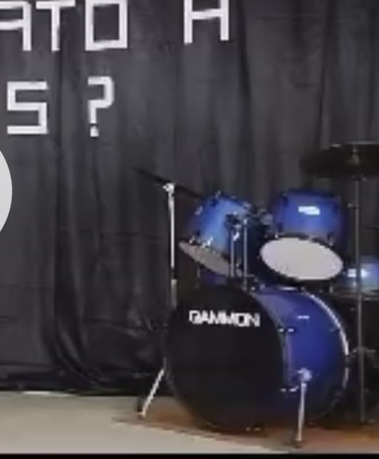 Gammon Percussion Full Size Complete Adult 5-Piece Drum Set with Cymbals, Stands, Stool, and Sticks - Red customer photo 2