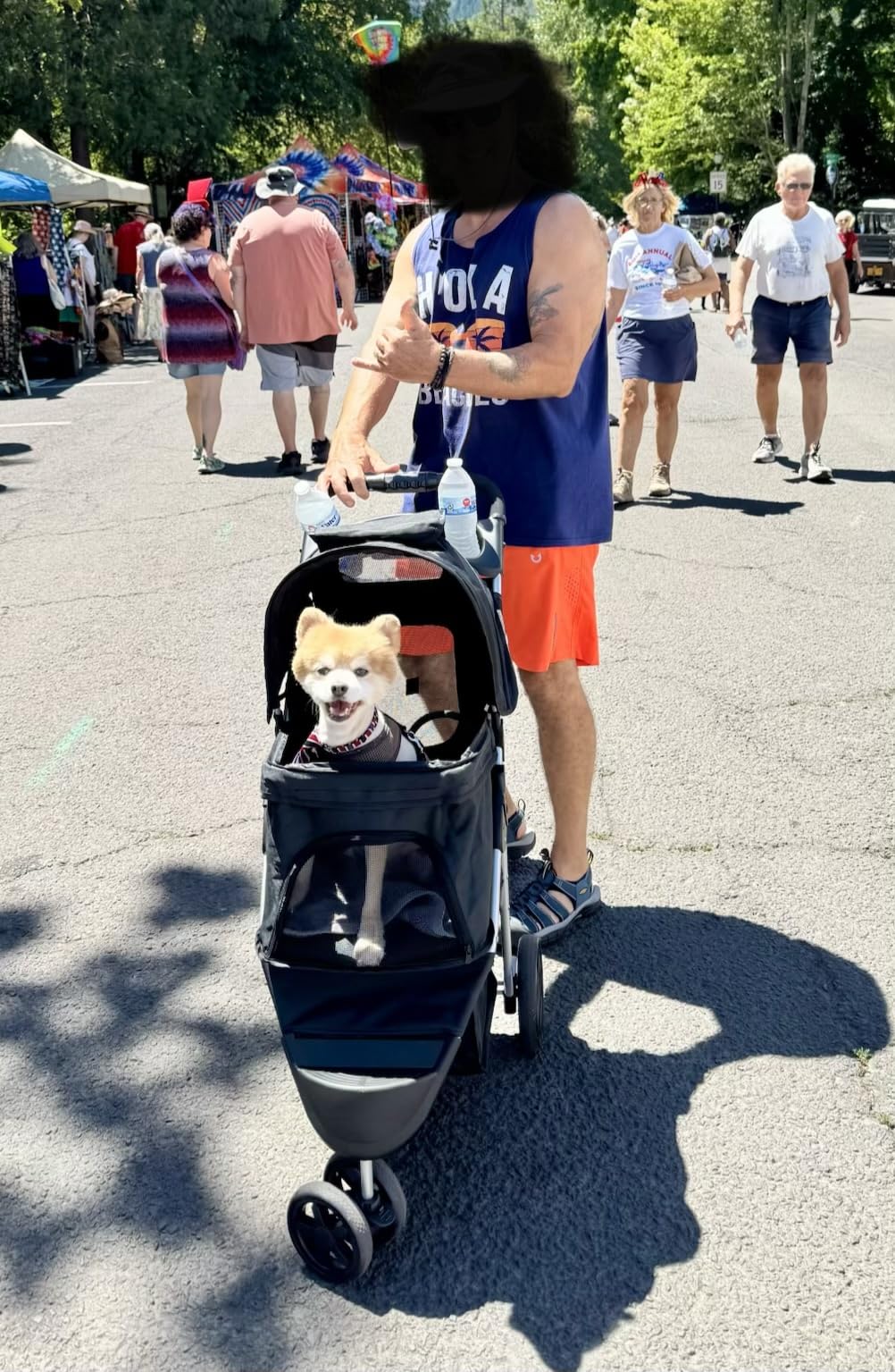 MoNiBloom Pet Stroller for Small/Medium Dogs and Cats up to 33 lbs, Black | Foldable Dog Stroller 3 Wheels Pet Strolling Cart w/ Storage Basket Cup Holder, Breathable and Visible Mesh for All-Season customer photo 1