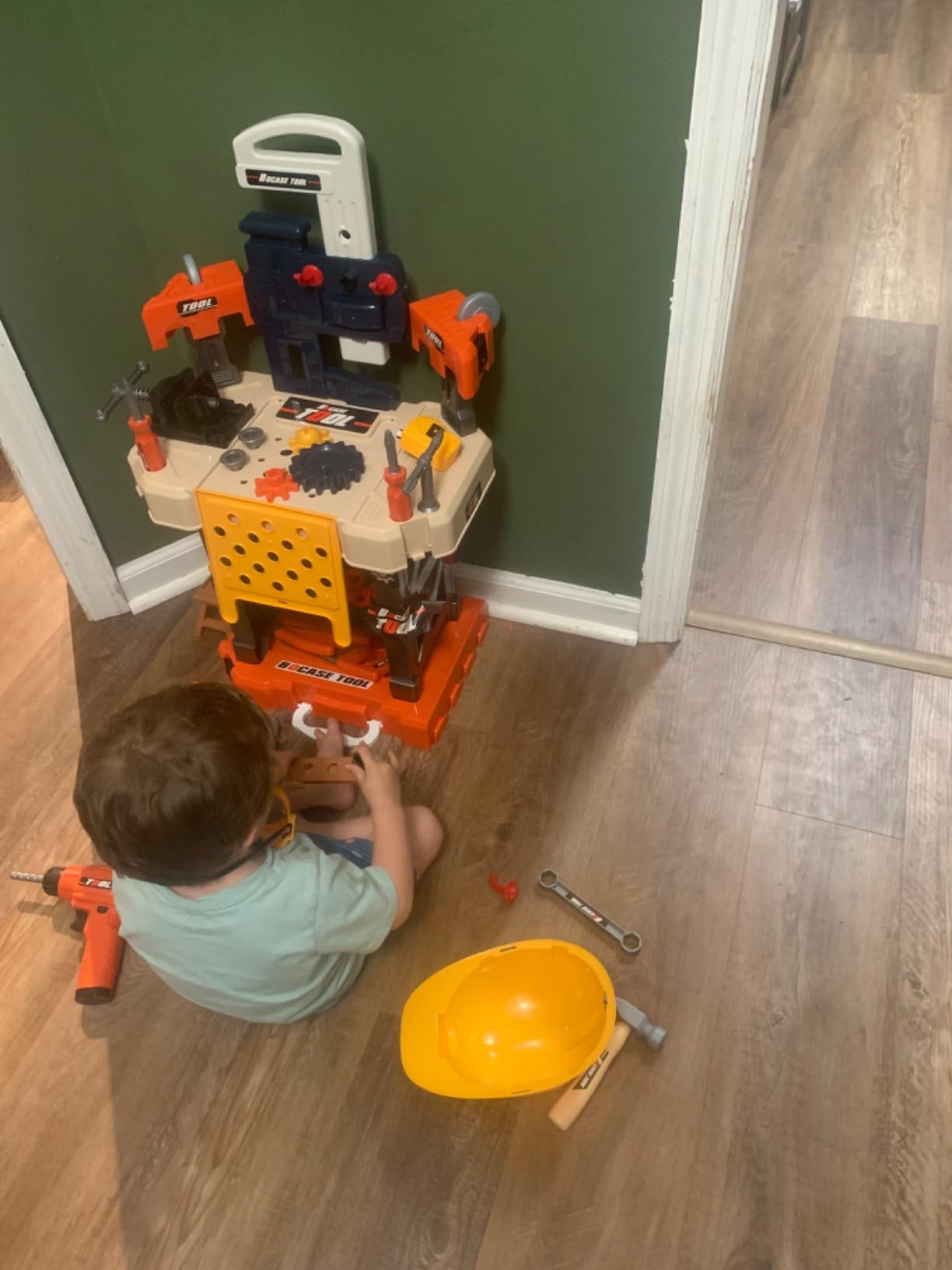 Kids Tool Bench with Power Drill and Realistic Tools Accessories | 3-in-1 Toy Workbench, Toolbox and Storage Trolley Case, 78 Piece Toddler Tool Bench Set for Kids Ages 3 4 5 6 7 customer photo 2