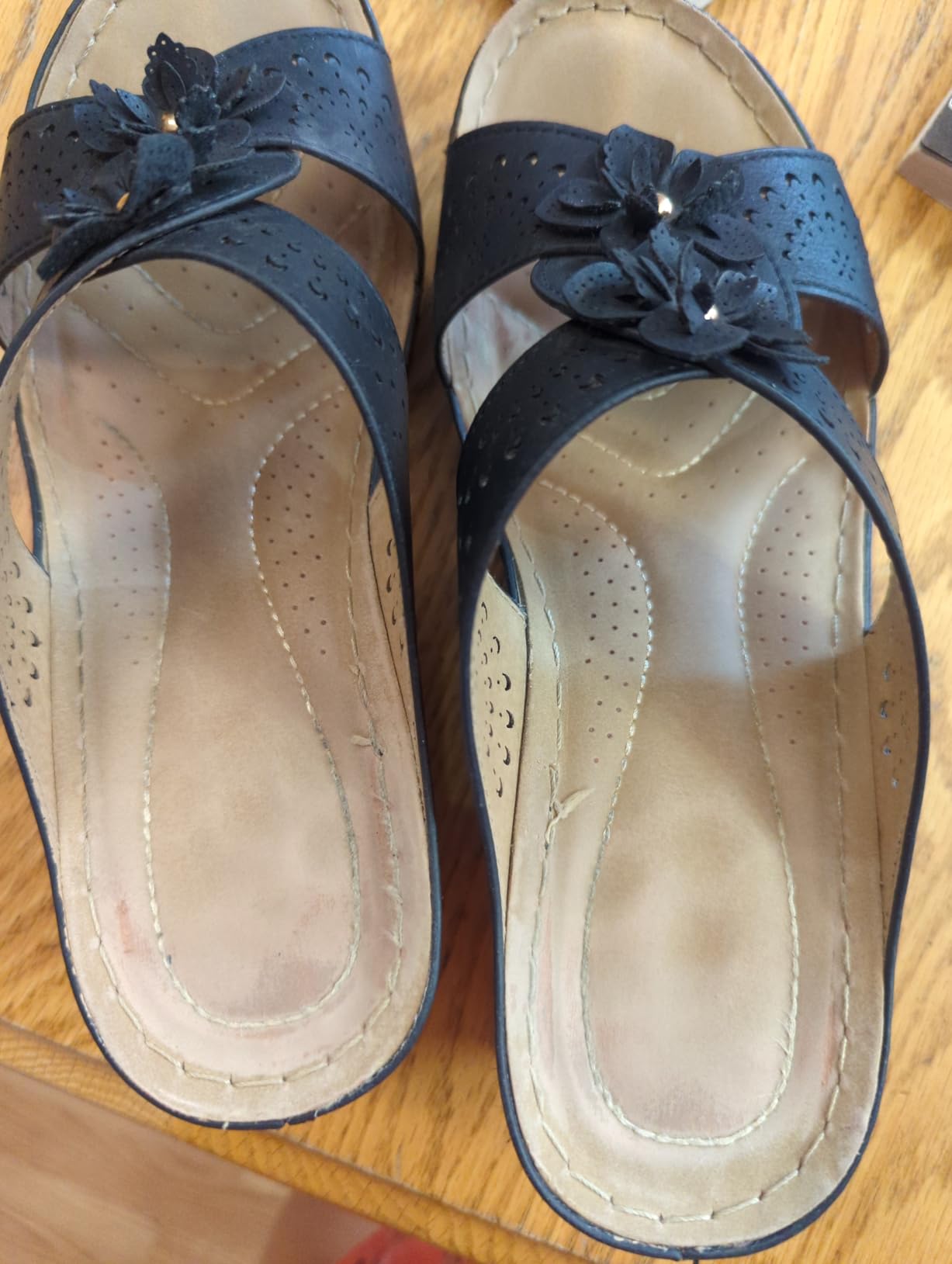 TEMOFON Womens Wedge Sandals Leather: Comfortable Walking Shoes Summer customer photo 1