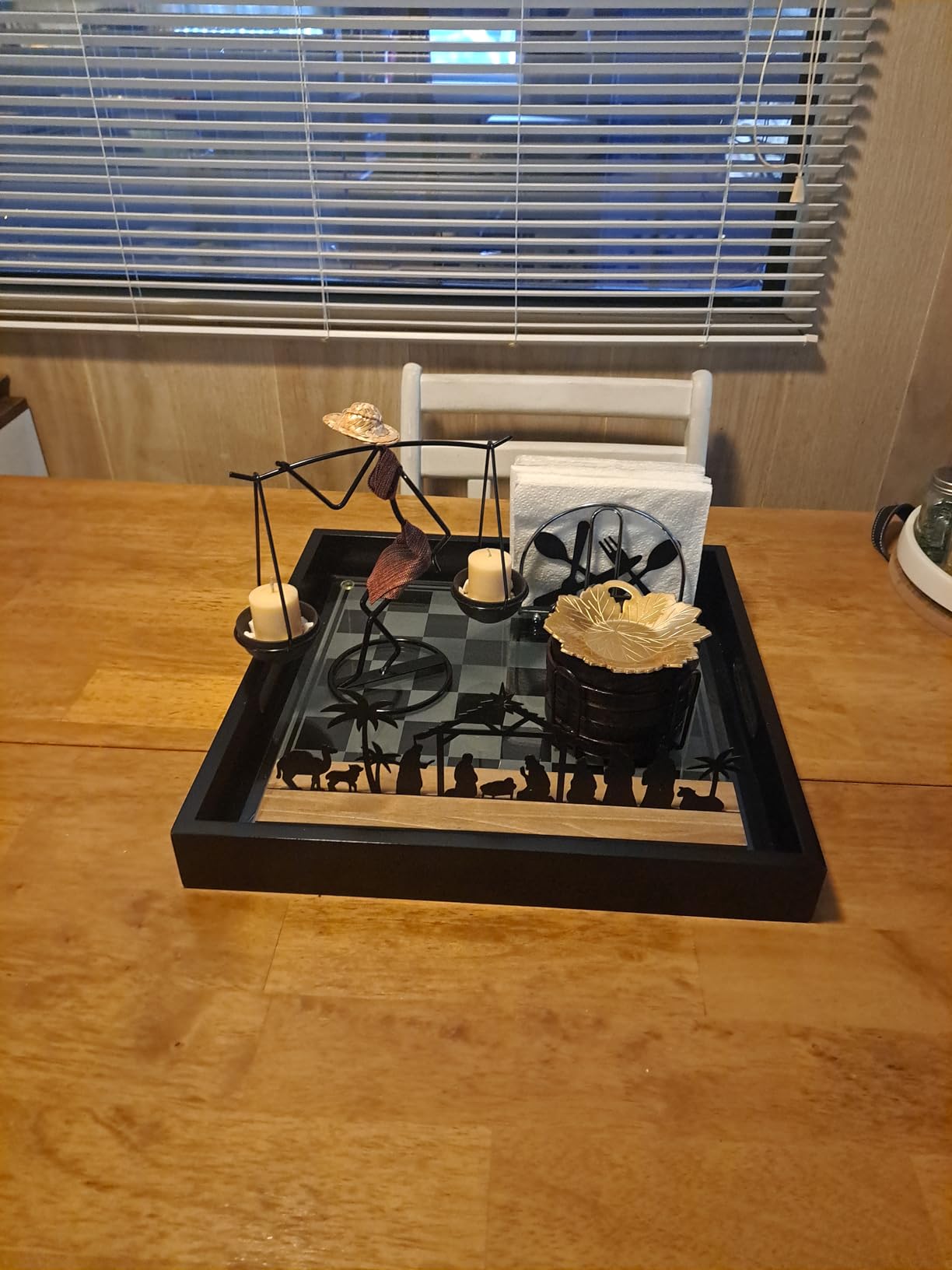 Pinkunn Metal Nativity Scene Desktop, Black Nativity Set for Christmas customer photo 1