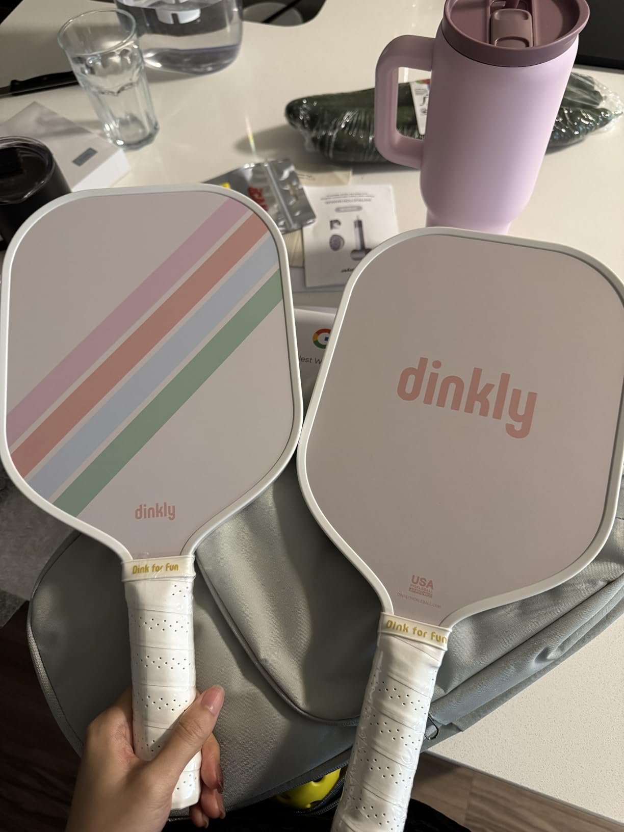 Pickleball Paddles Set of 2/4, USAPA Approved Pickleball Rackets | Graphite or Fiberglass, 2/4 Rackets, 4 Balls and 1 Portable Carry Bag, Aesthetic Pickle Ball Set for Men Women Beginner customer photo 2