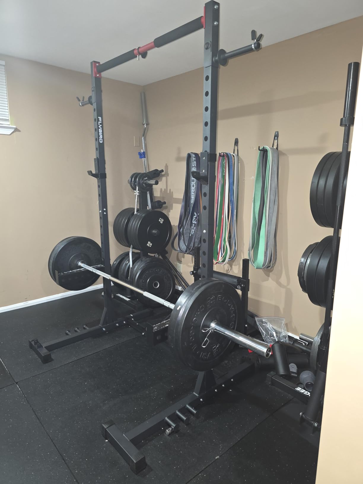 FLYBIRD SR1 Squat Rack, Adjustable Power Rack for 6FT/7FT Barbells | Squat Rack for Home Gyms with Pull-Up Bar, 22 Adjustment Positions, J-Hooks and Safety Spotter Arms customer photo 2
