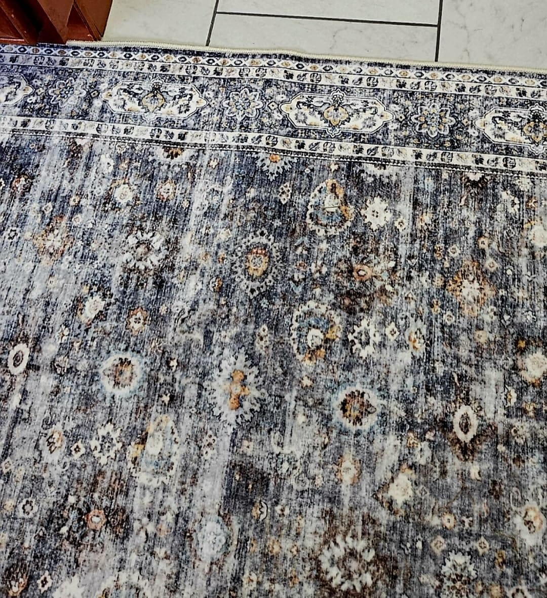 Runner Rug Hallway Runner Rug Washable Kitchen Runner Rugs with Rubber Backing 2'6''x8' 100% Polyester Vintage Rug for Entryway Indoor, Kitchen, Laundry, Bedroom (Grey and Brown) customer photo 1