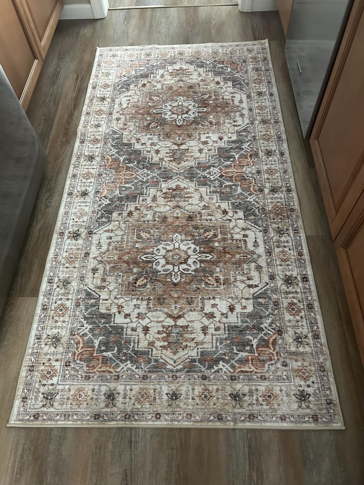 Madane Hallway Runner Rug 2x8 Washable Kitchen Rugs Non-Slip, Turmeric/Grey | Vintage Machine Washable Low-Pile Floor Carpet 8ft, Soft Ultra-Thin Throw Entry Foyer Mat for Entrance Laundry Living Room customer photo 1