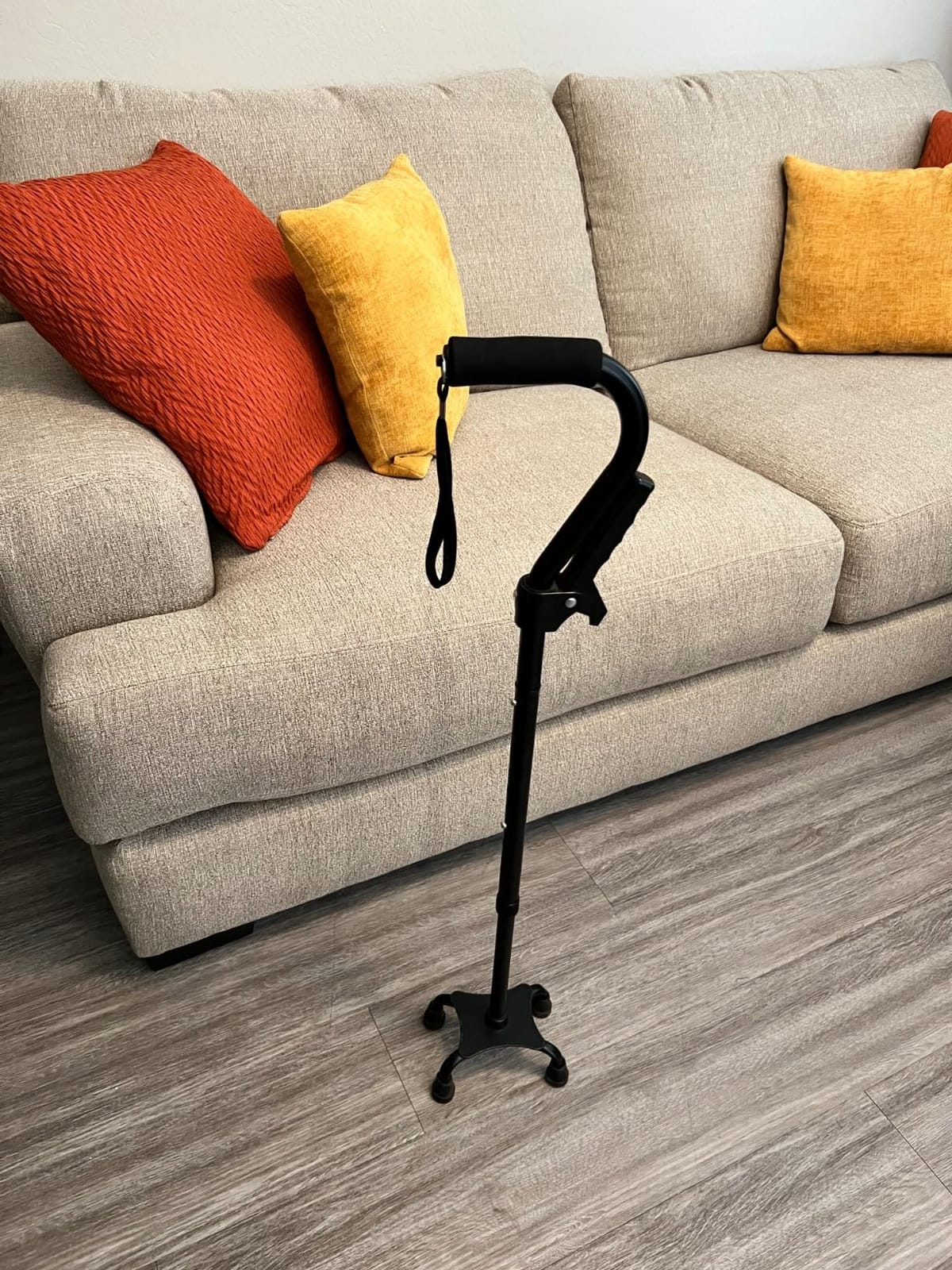 AOHHL Quad Walking Cane Foldable Adjustable Portable Stick Men & Women and Seniors - Lightweight & Sturdy with 4-Pronged Base for Extra Stability Balance,Self Standing Gifts for mom Dad customer photo 1