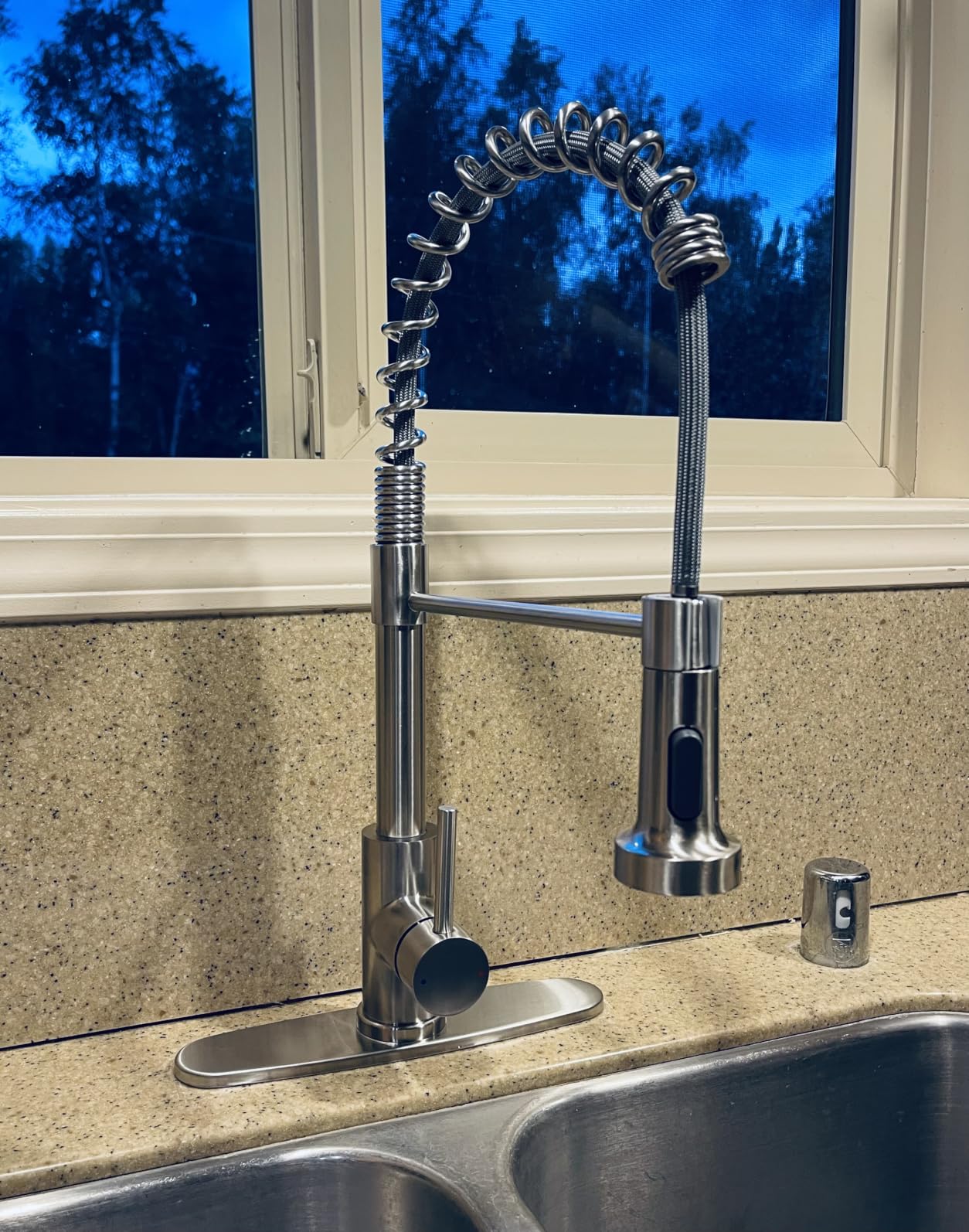OWOFAN Touchless Pull Down Kitchen Faucet LED Light Brushed Nickel | Temperature LED Light, Single Handle Kitchen Sink Faucet, Motion Sensor, Smart Hands-Free, Lead-Free Stainless Steel customer photo 2