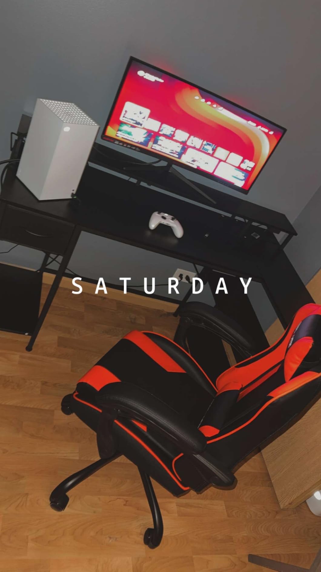 SUPERJARE 53 inch Reversible L Shaped Desk with LED Lights & Power Outlets, Computer Desk with Shelves & Monitor Stand, Gaming Desk with Drawer, Home Office Desk, Carbon Fiber Black customer photo 1