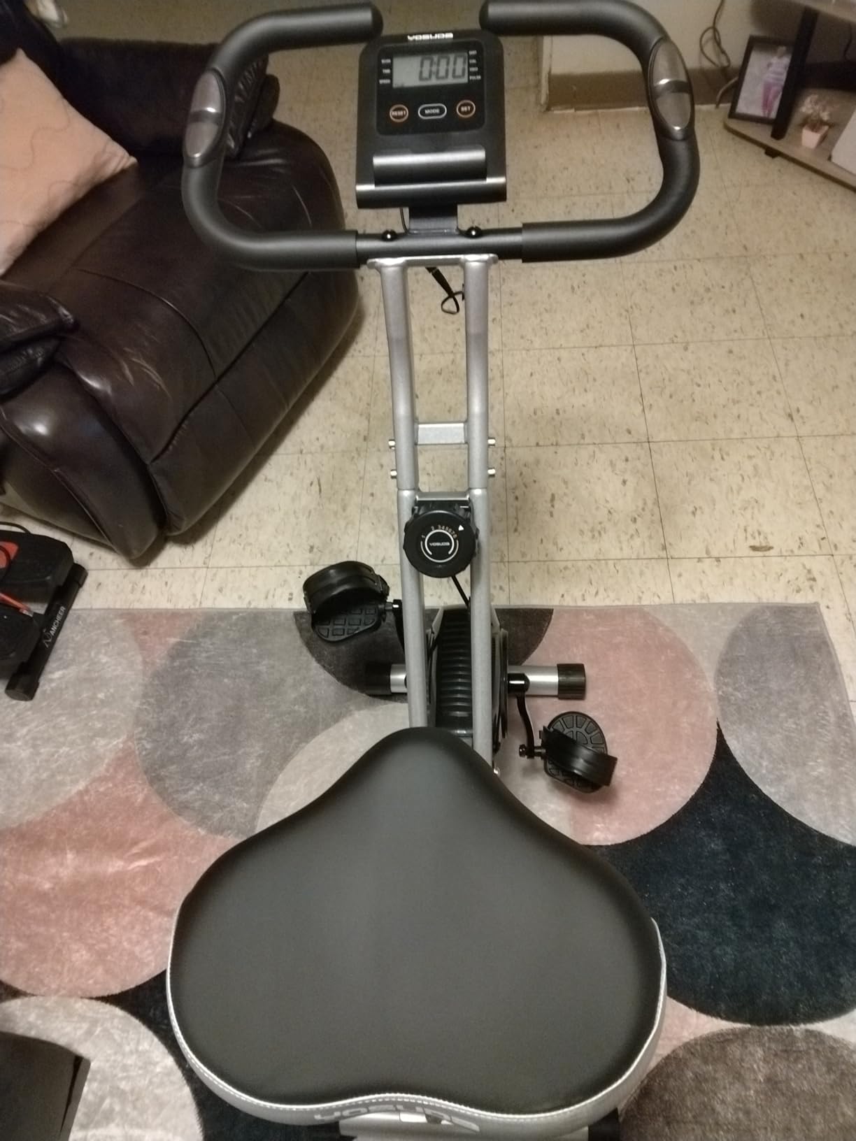 YOSUDA Folding Exercise Bike, 5 IN 1 Foldable Stationary Bike for Seniors | Upgraded Indoor Workout Bikes with 6.6 LBS Flywheel, 380 LBS Capacity and 16-Level Magnetic Resistance, Back Support Cushion customer photo 2