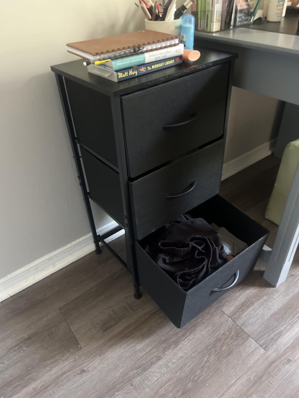 AODK Small Dresser for Bedroom Nightstand with 3 Storage Drawers, Black | Chest of Drawers End Table for Living Room, Closet Dresser with 3 Storage Drawers Organizer Clothes customer photo 2