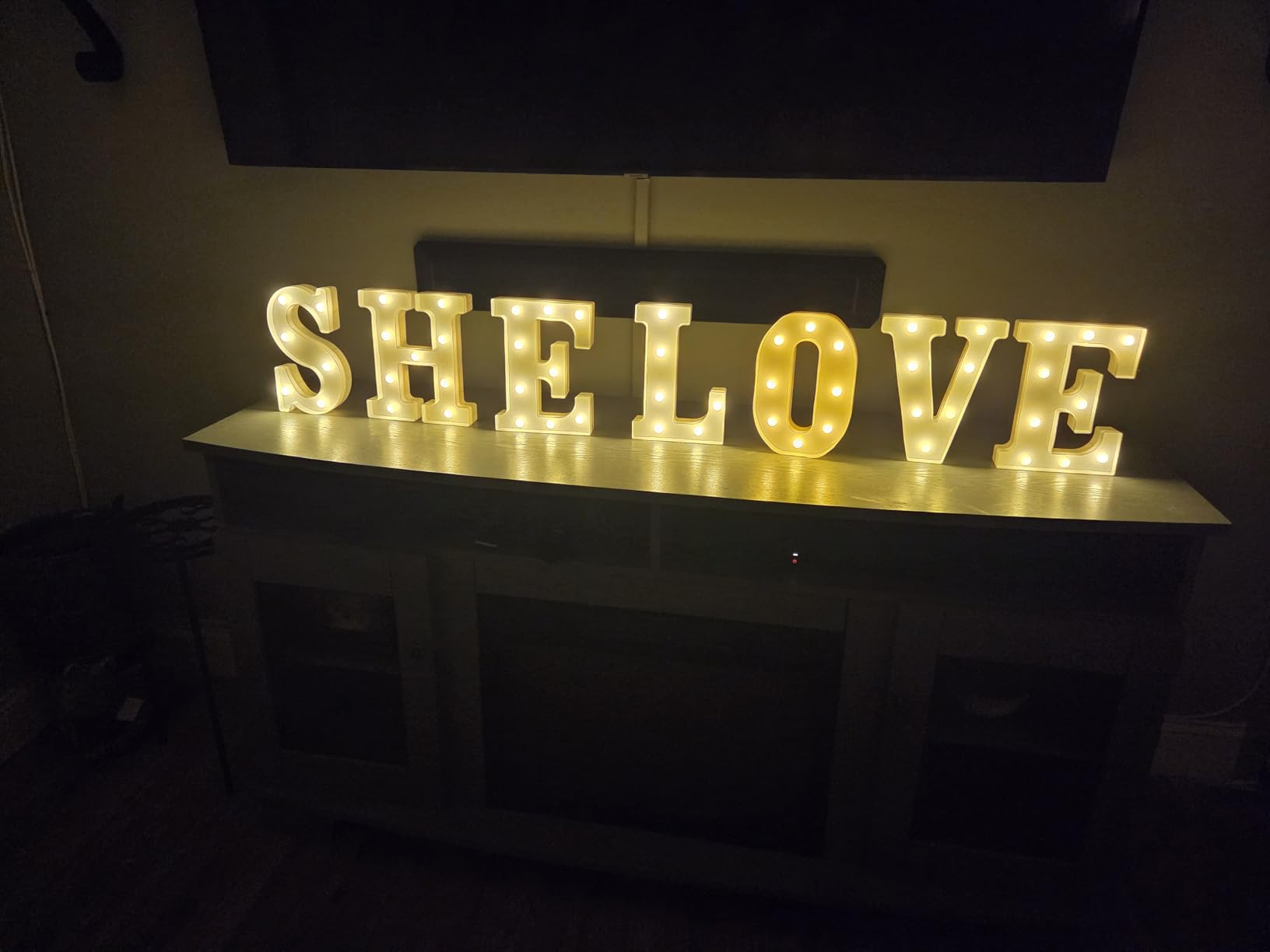 LED Light Up Letters, Warm White Decorative Marquee Letters(A) | For Party, Bar, Home Decor; Full 26 Alphabet for DIY Word Combination; Wall & Table Decor Letter Lights; Battery Powered customer photo 1