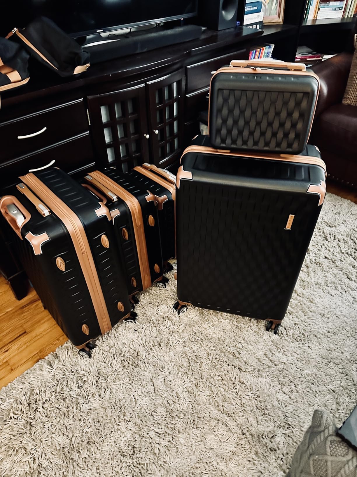 Melalenia Luggage Sets 7 Piece Suitcase Set, Hard Shell Carry on Luggage Travel Suitcases with Spinner Wheels and TSA Lock, Lightweight Luggage Set for Women, Black Brown customer photo 1