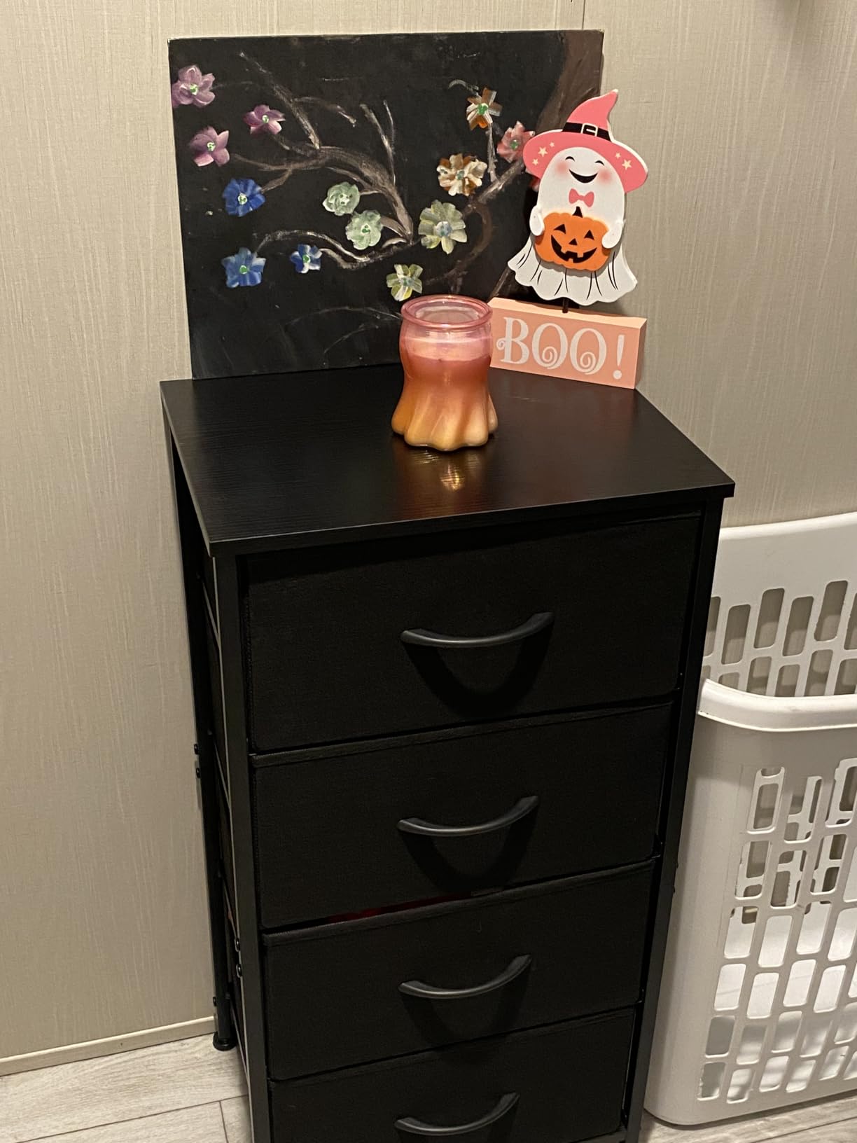 AODK Small Dresser for Bedroom with 4 Storage Drawers, Black | Dressers Chest of Drawers Fabric Dresser with Sturdy Steel Frame, Dressers for Closet with Wood Top customer photo 1
