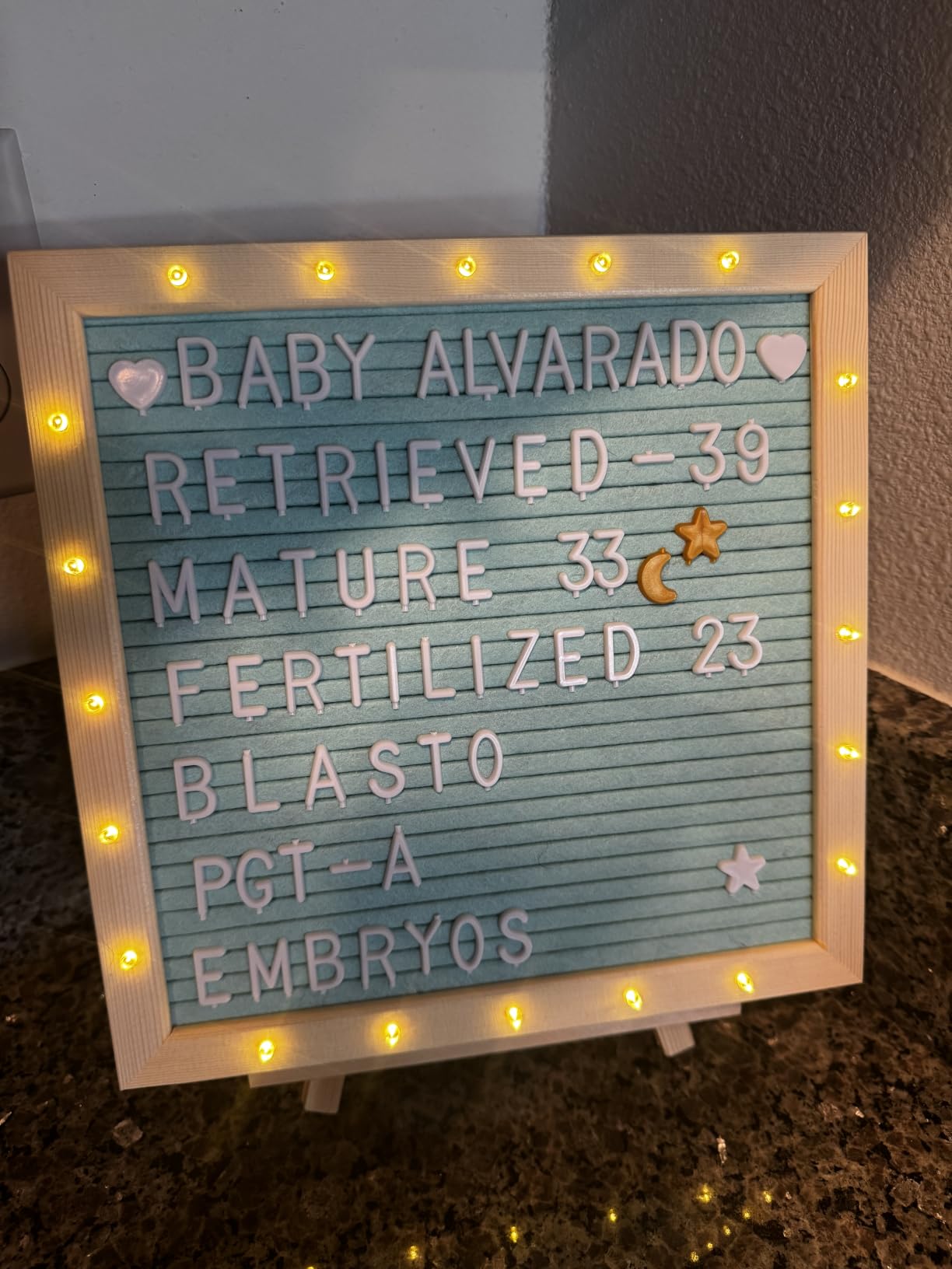 10x10 Felt Letter Board with LED Lights & Stand, First Day of School Sign | Wall/Desk Display, 450-Letter, Message Custom Signs Poster Board, Baby/Pregnancy Announcement/Classroom/Birthday Decor, Black customer photo 2