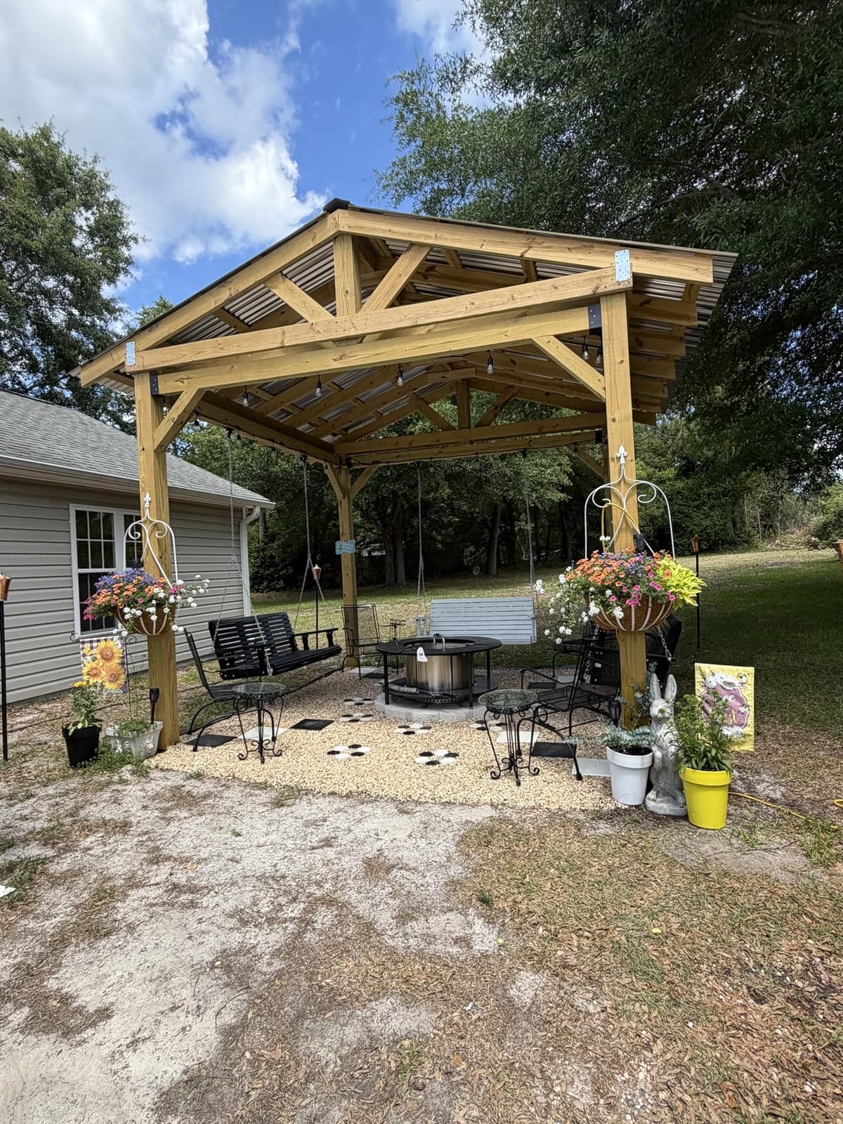 VINGLI 5 FT Heavy Duty Porch Swing with Cushion, 880 LBS Wooden, Rustic | Extra Cushion Included; Heavy-Duty Wood Frame; 880-Lb Capacity; Adjustable Chains; Farmhouse Swing For Yard, Garden, Lawn customer photo 1