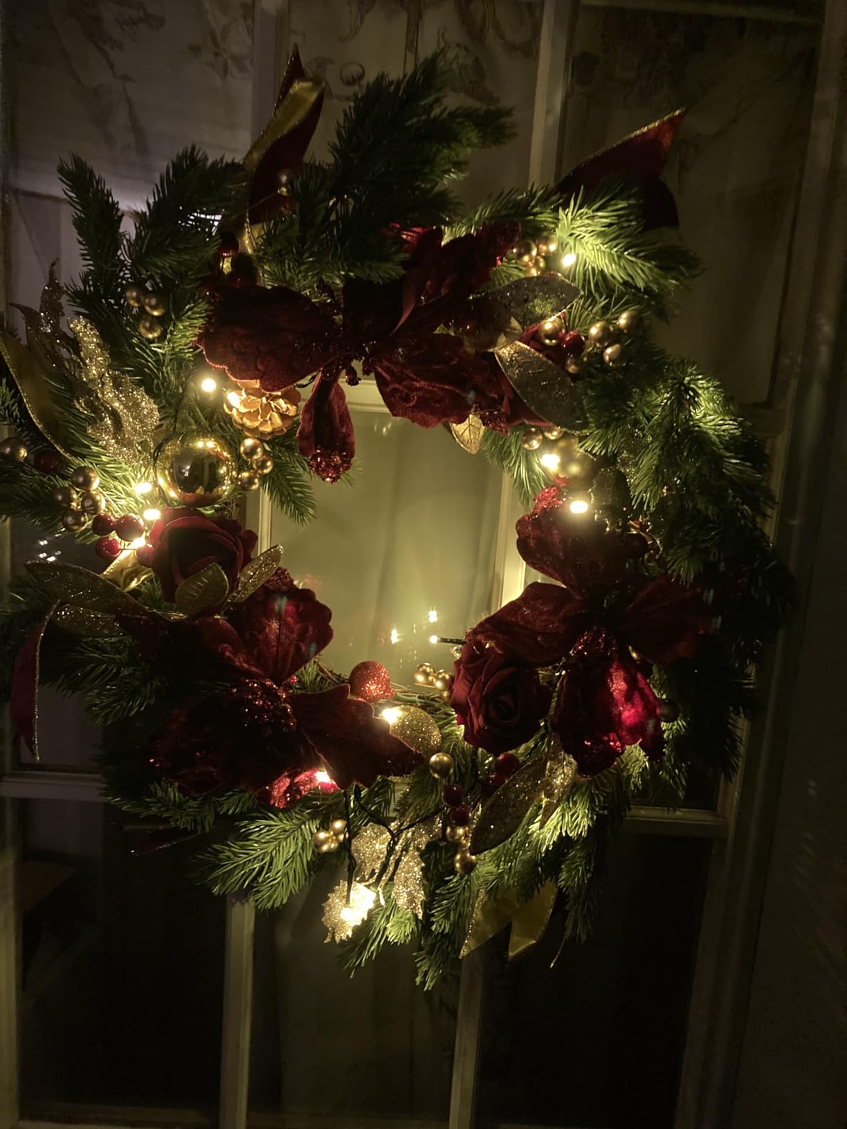 Christmas Wreaths for Front Door, Soomeir 24 Inch Outdoor Christmas Wreath with Lights, Large Prelit Wreath for Holiday Winter Window Outdoor Indoor Xmas customer photo 1