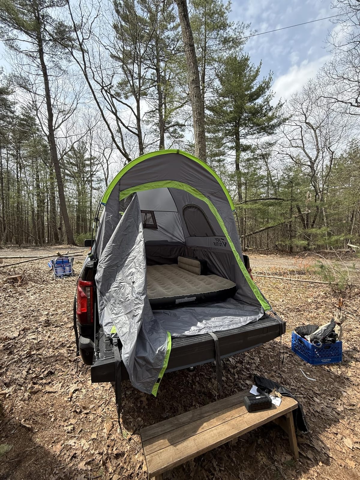 JOYTUTUS Truck Bed Mattress for 5.5-5.8Ft, Full Size Inflatable Mattress Pickup Short Beds for Outdoor Camping, with Carry Bag & Cup Holder & Cavity Design, Camel&Black customer photo 1