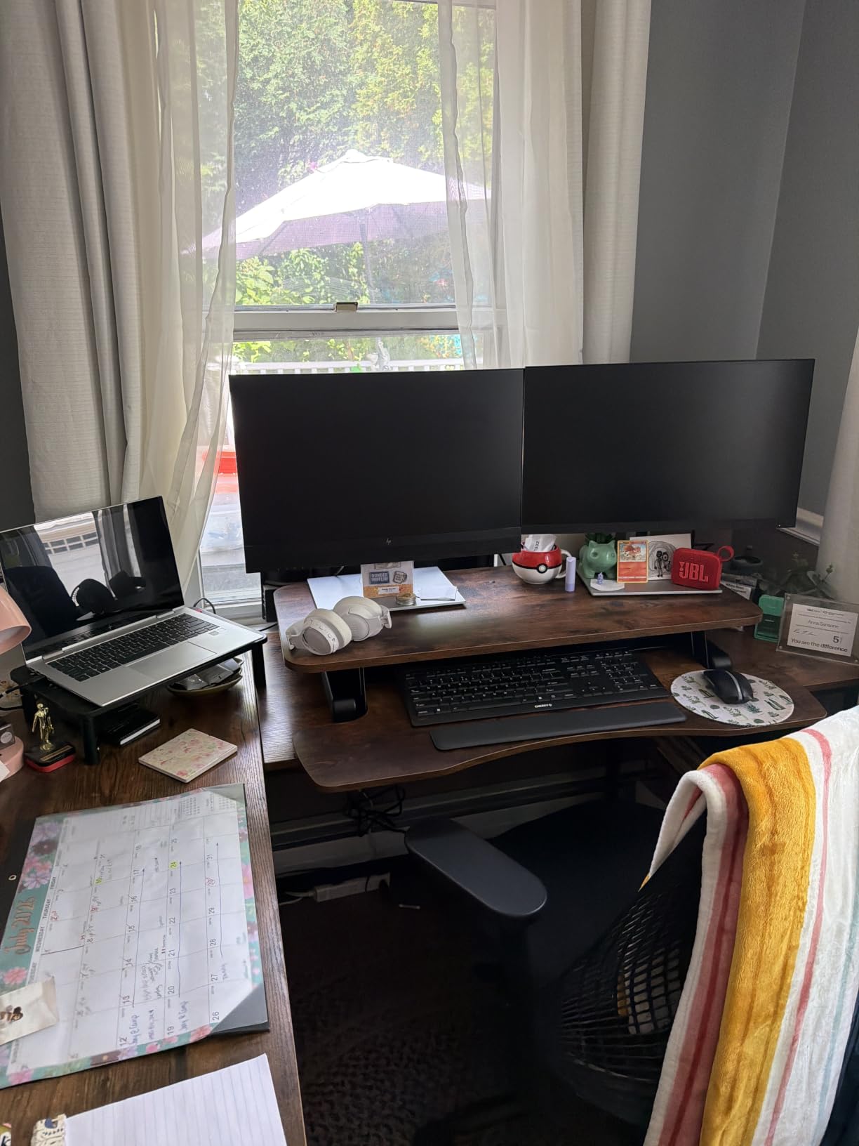 VIVO Black 48 in Standing Desk Converter, DESK-V048KB | Extra Large, Height Adjustable, Stand Up Desk Riser, Keyboard Tray, Dual Monitor & Laptop Workstation, Black Frame, K Series customer photo 2
