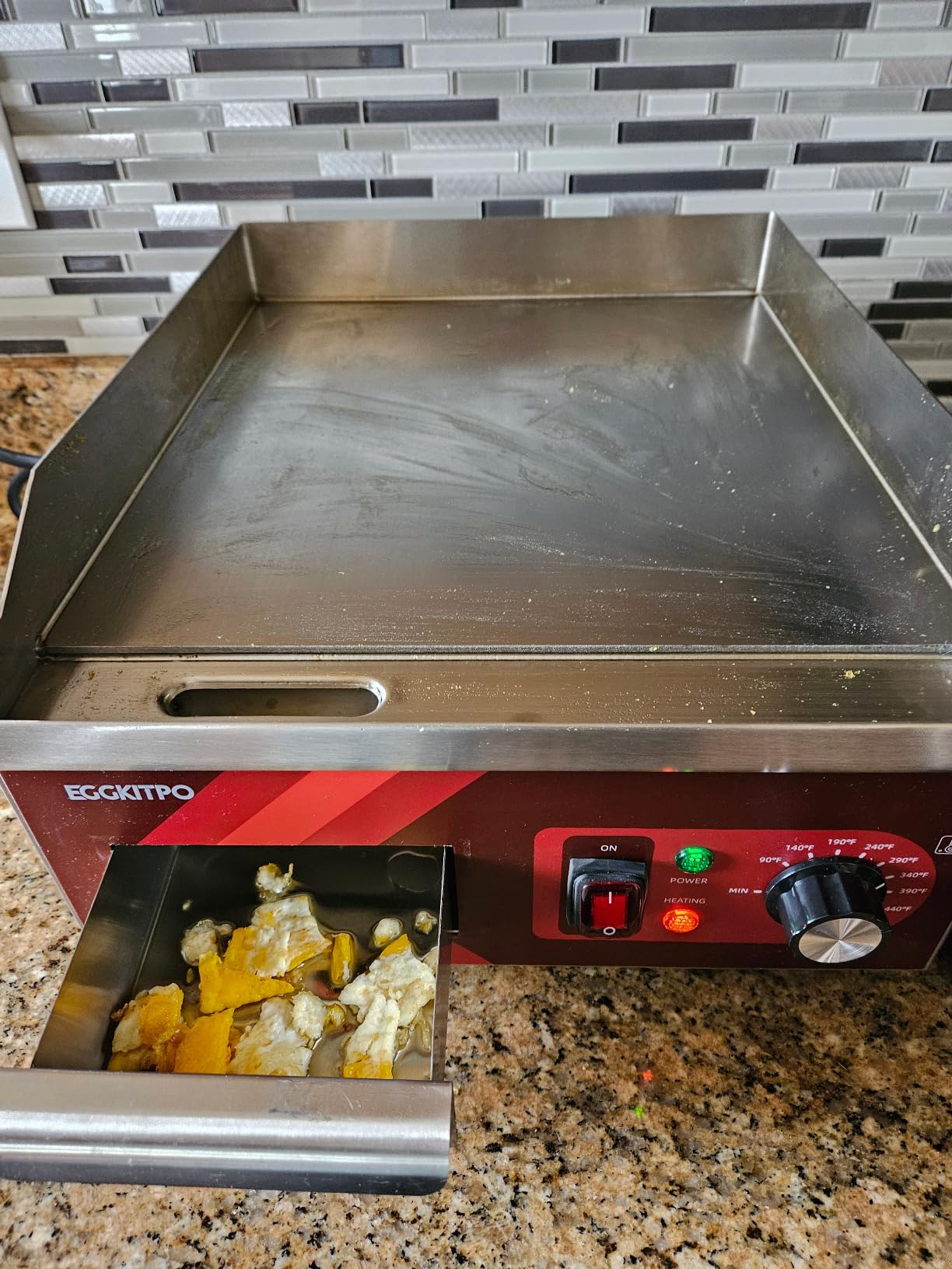 EGGKITPO 240V Commercial Electric Griddle 29 Inch Large Countertop Griddle 3500W Non-Stick Flat Top Grill Stainless Steel Teppanyaki Griddle with Adjustable Temperature 90℉-575℉ for Restaurant Use customer photo 2