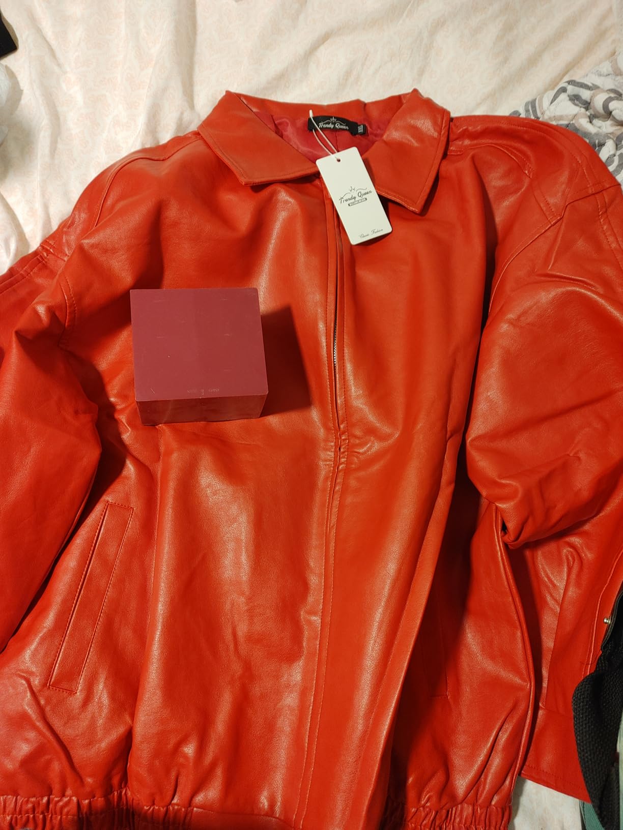 Trendy Queen Womens Oversized Leather Jacket Moto Bomber Coat Fall&Winter customer photo 2
