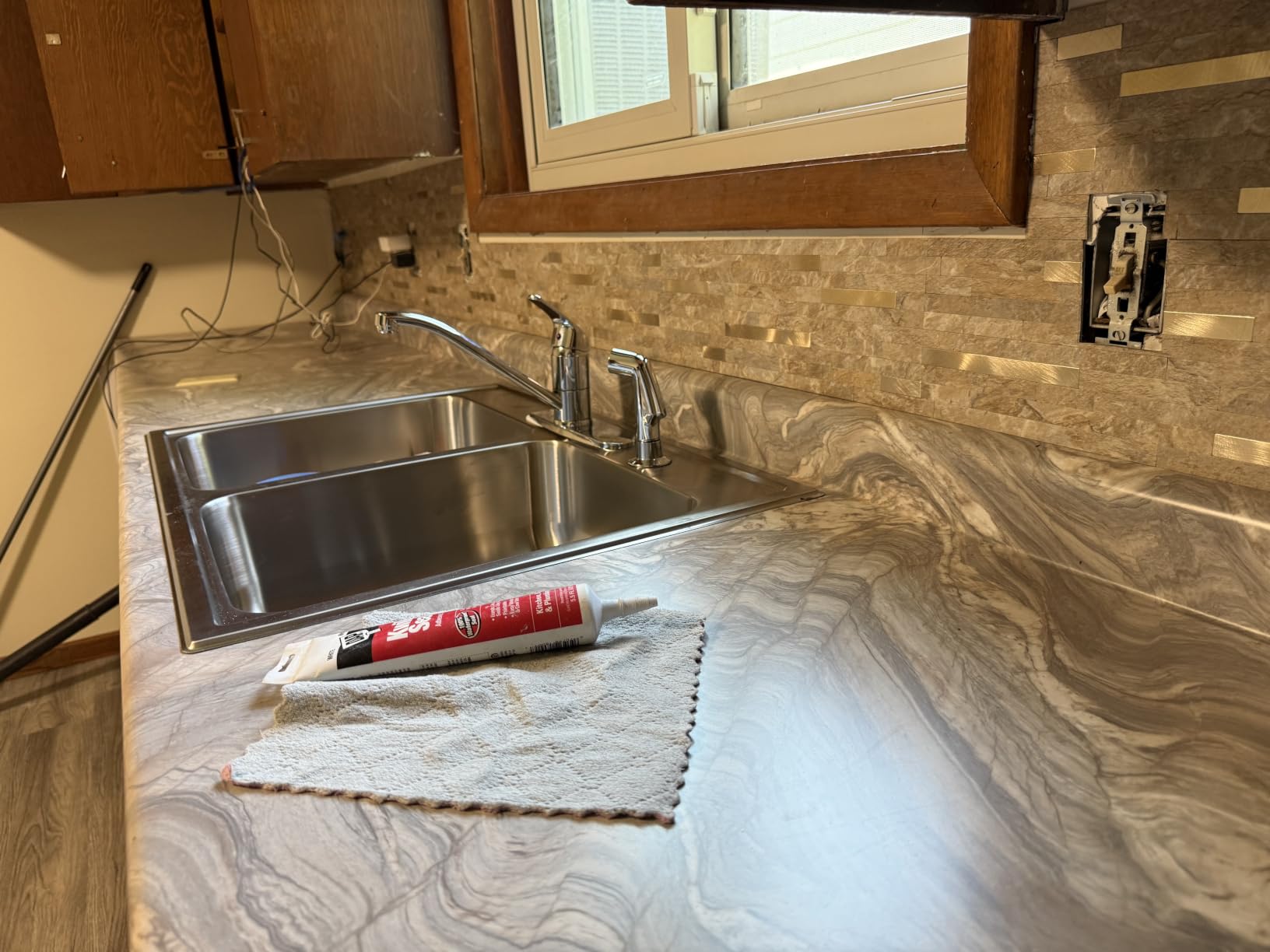 StyloVue 20 Sheets Peel and Stick Backsplash for Kitchen, White Marble with Metal Silver Look Stick on Tile Upgrade Your Kitchen Backsplash, RV, Fireplace customer photo 2