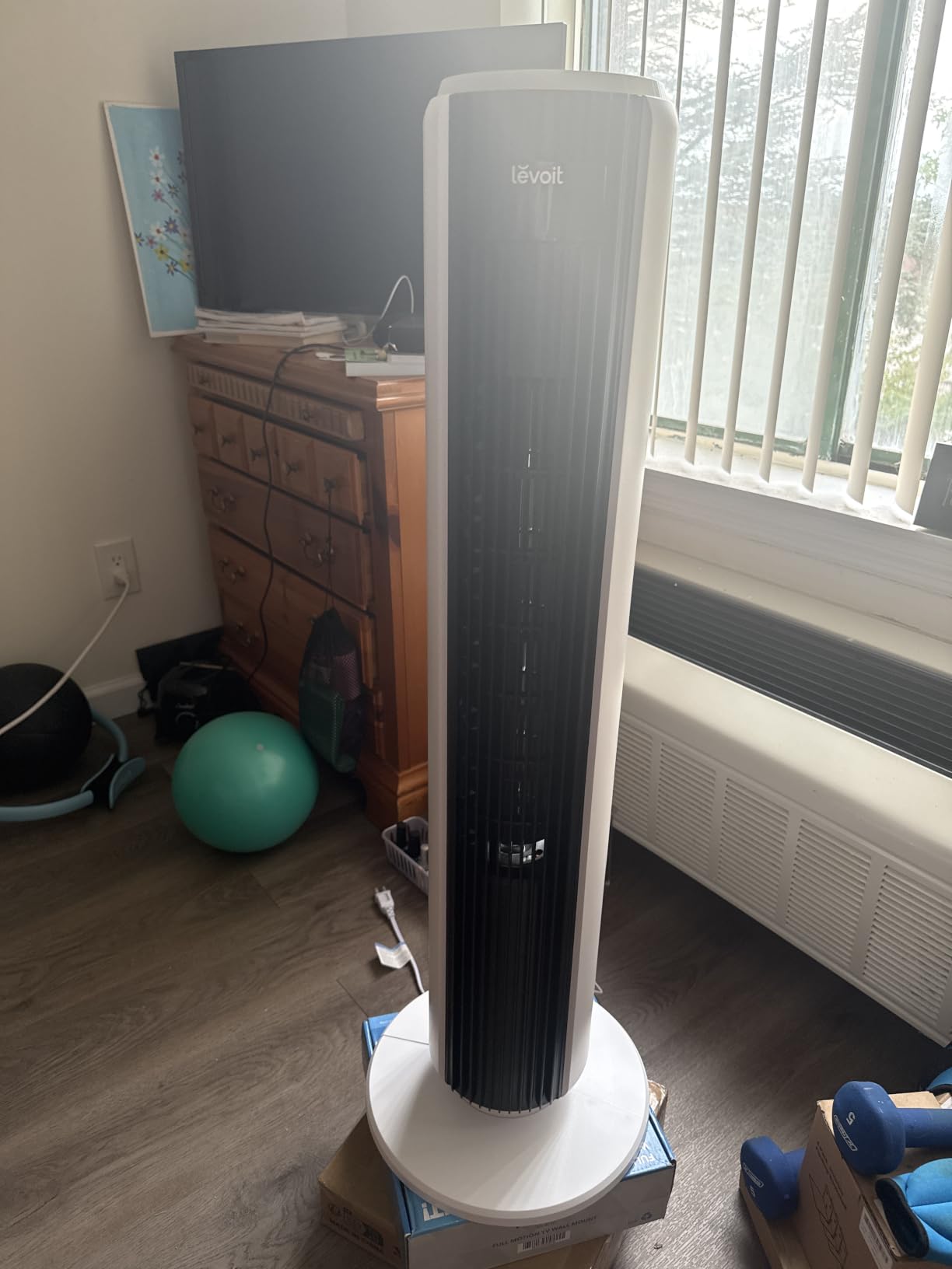 Levoit Tower Fan for Bedroom, 28ft/s Fans that Blow Cold Air, 28dB Quiet | Standing Floor Fan for Room, 90° Oscillating, 5 Speeds 4 Modes & Temp Sensor, Bladeless, 12H Timer, Remoter, 36 inch, Black customer photo 1
