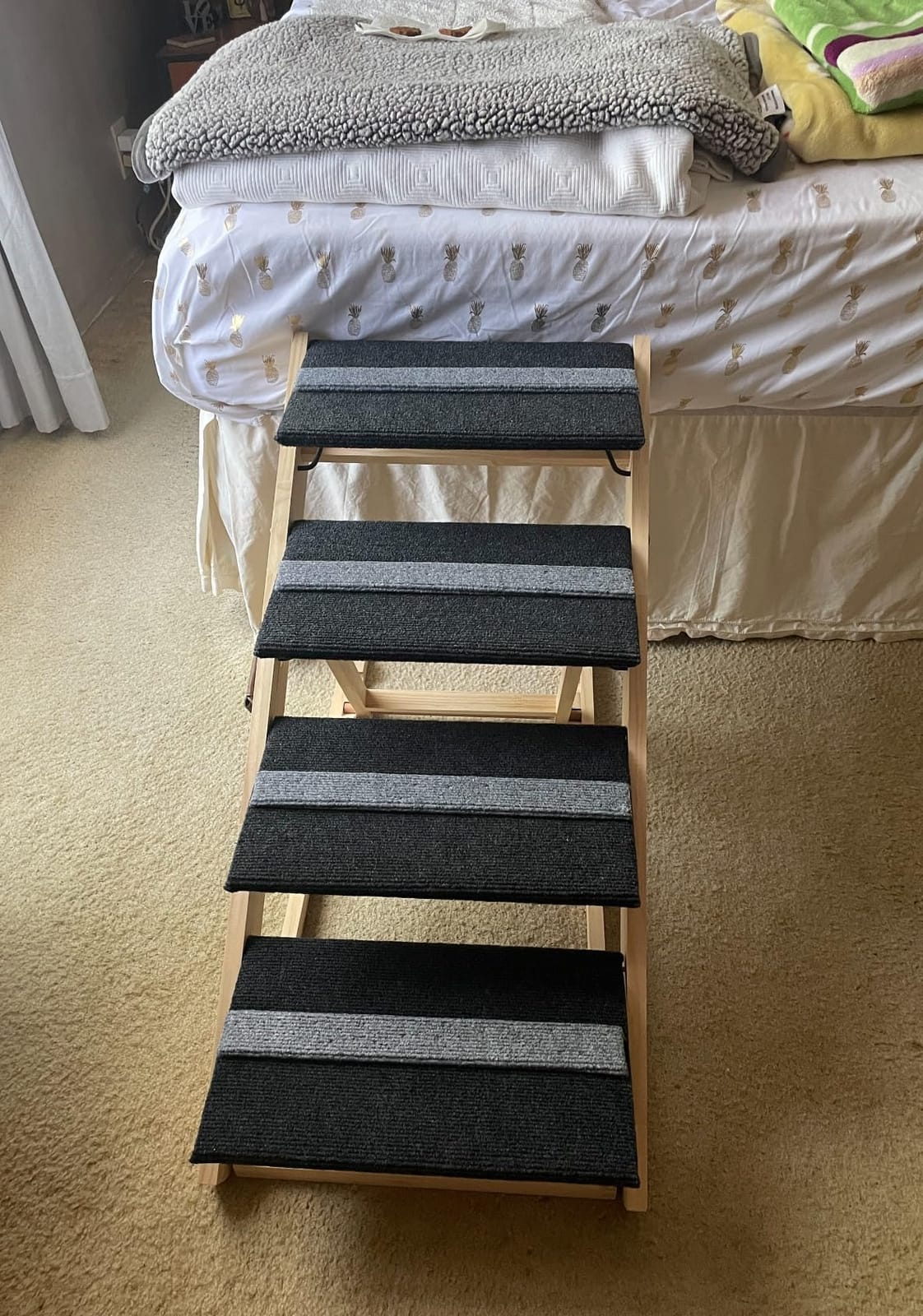 Upgrade 2-in-1 Pet Ramp Dog Stair,Folding Pet Stairs,Portable Dog Ramp for Small&Large Old Animals with Non-Slip Surface,Dog Ramp for Bed,Couch and Car,11.8