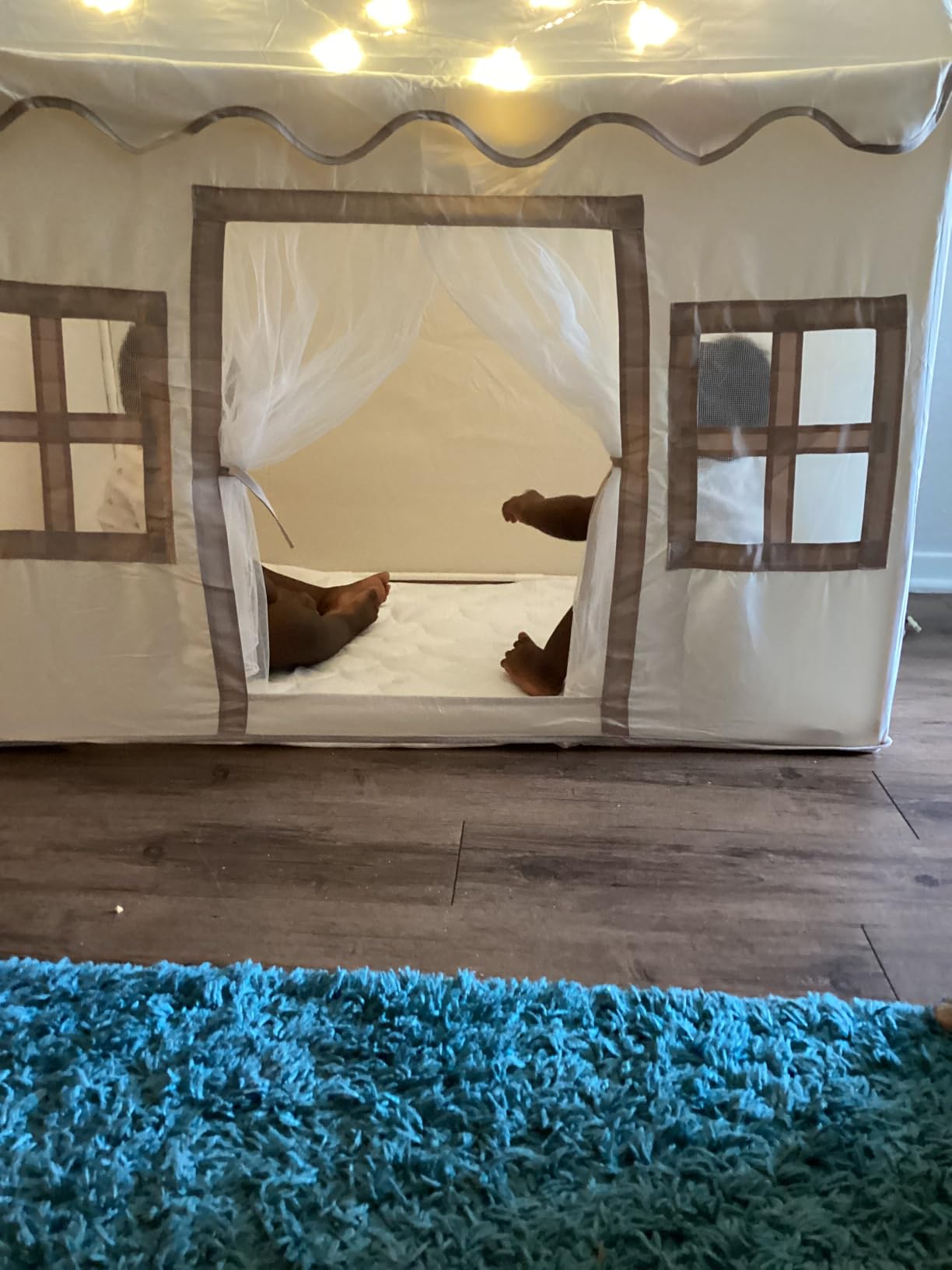 Kids Play Tent Indoor: with Mat, Tassel Garland - Girl Tent Indoor Playhouse for Kids Toys for Boy Girl Birthday Gift customer photo 2