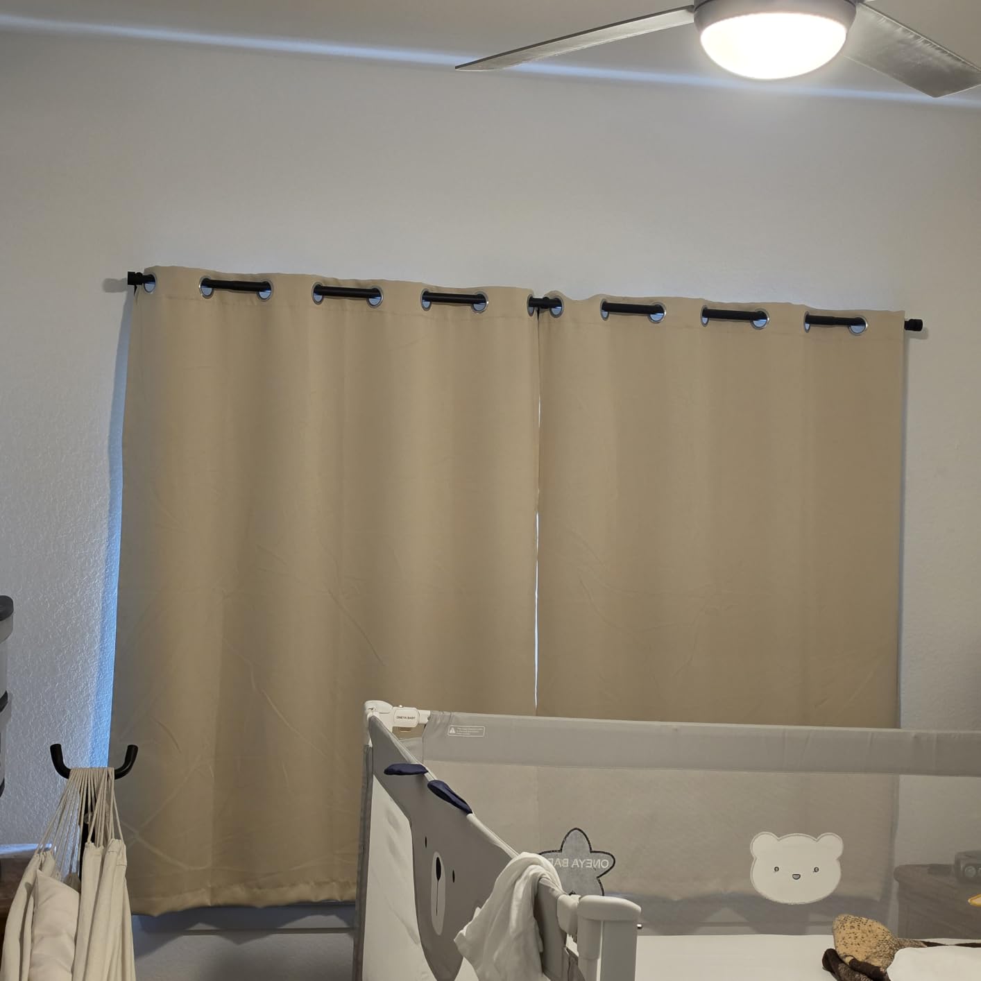 BGment Thermal Insulated 100% Blackout Curtains for Bedroom with Black Liner, Double Layer Full Room Darkening Noise Reducing Grommet Curtain (42 x 63 Inch, Cashmere, 2 Panels) customer photo 2