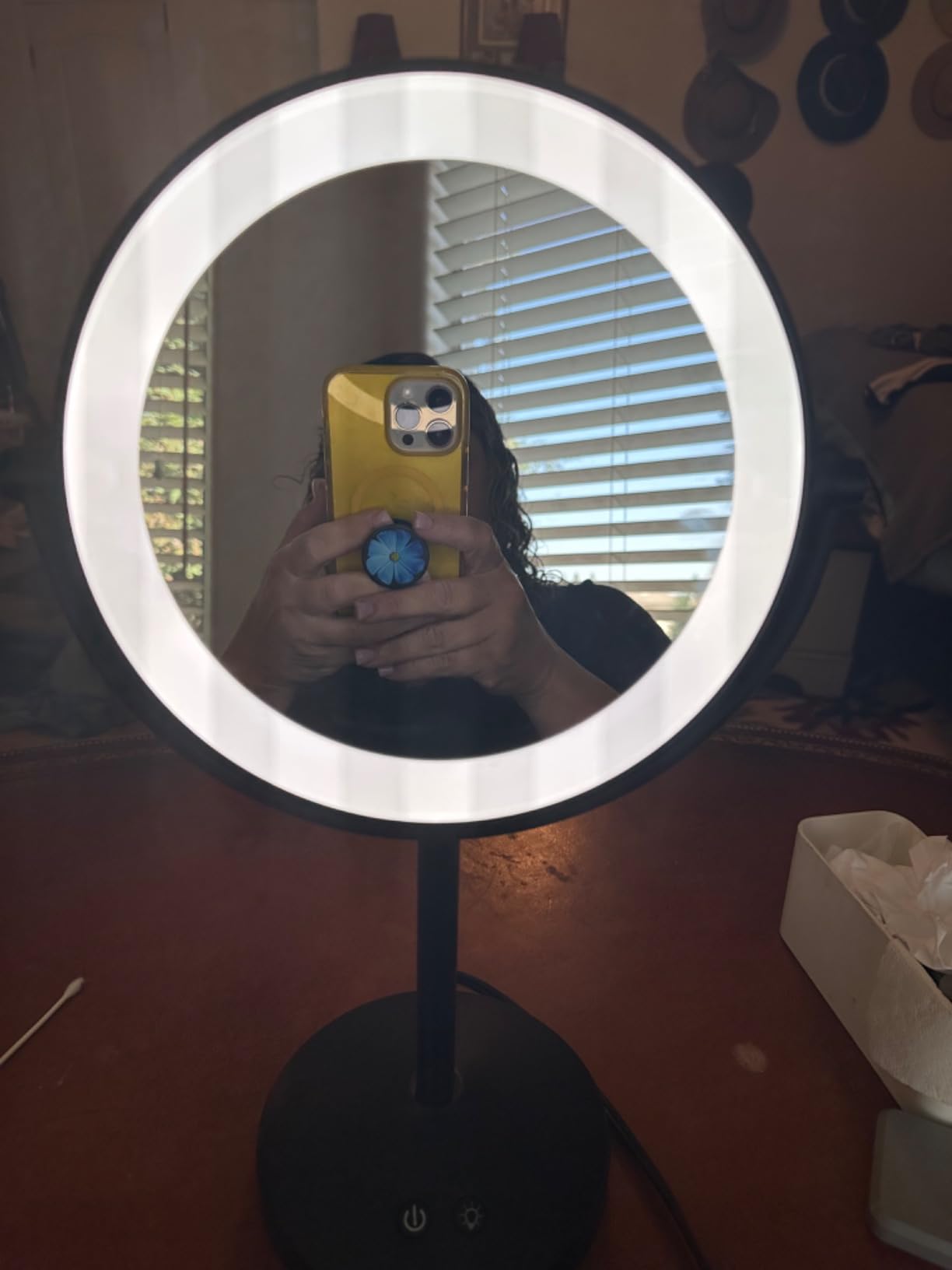 Conair LED Vanity Mirror, Double-Sided, 10x Magnification, Satin Nickel | Lighted makeup mirror with 3 color modes, 360° rotation, a satin nickel finish, a 5-foot power cord, and an 8.5