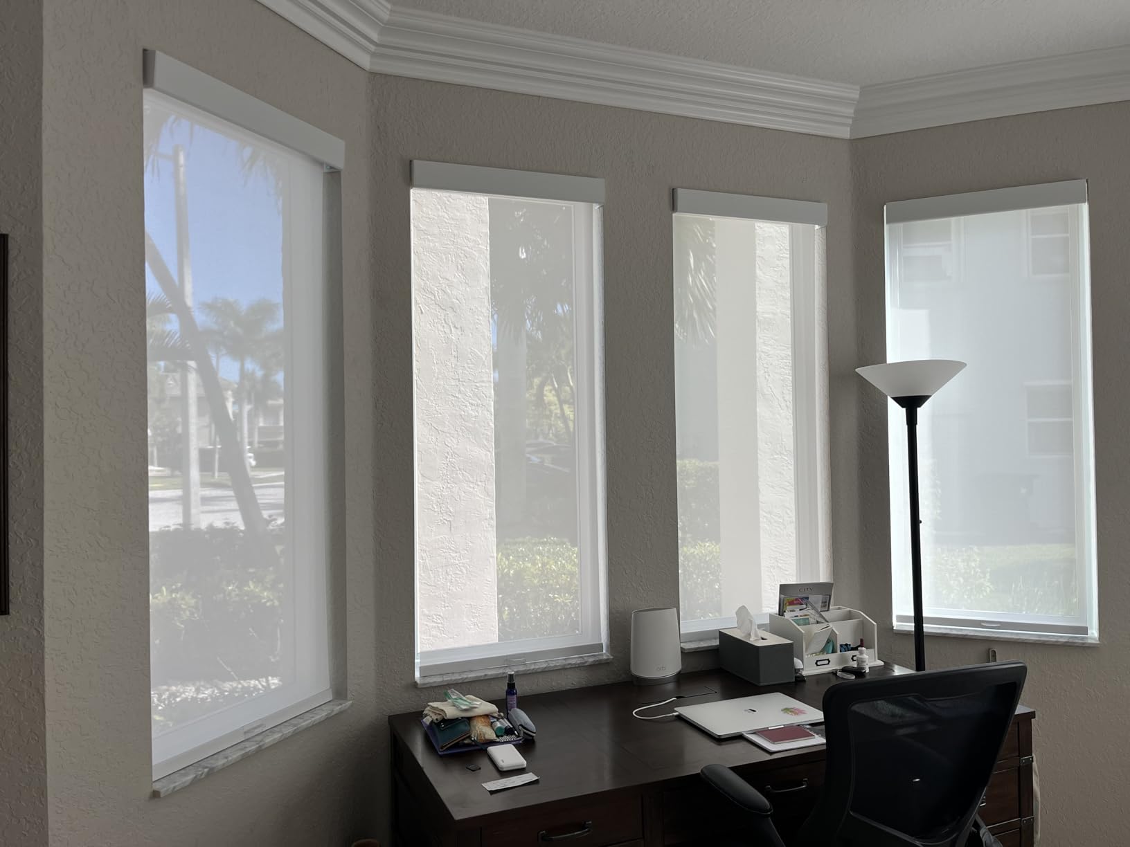 Persilux Free-Stop Cordless Solar Shades for Windows Shades Light Filtering Roller Shades (White, 20