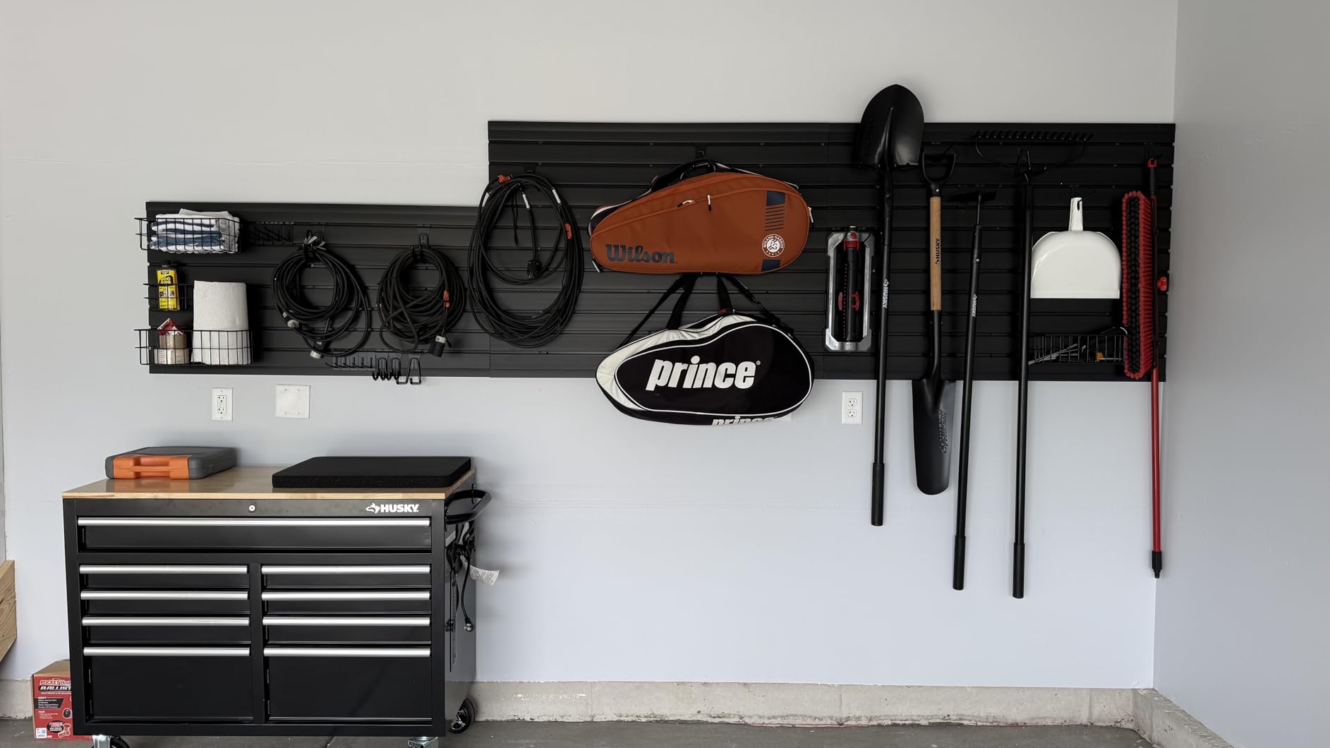 FRAYSCENT Slat Wall Paneling Garage Slat Wall Storage Systems Slatwall Panels Power Tool Organizer Wall Mount, PVC Garage Storage & Organization Products Slate Board (Black, 4ft x 8ft) customer photo 2