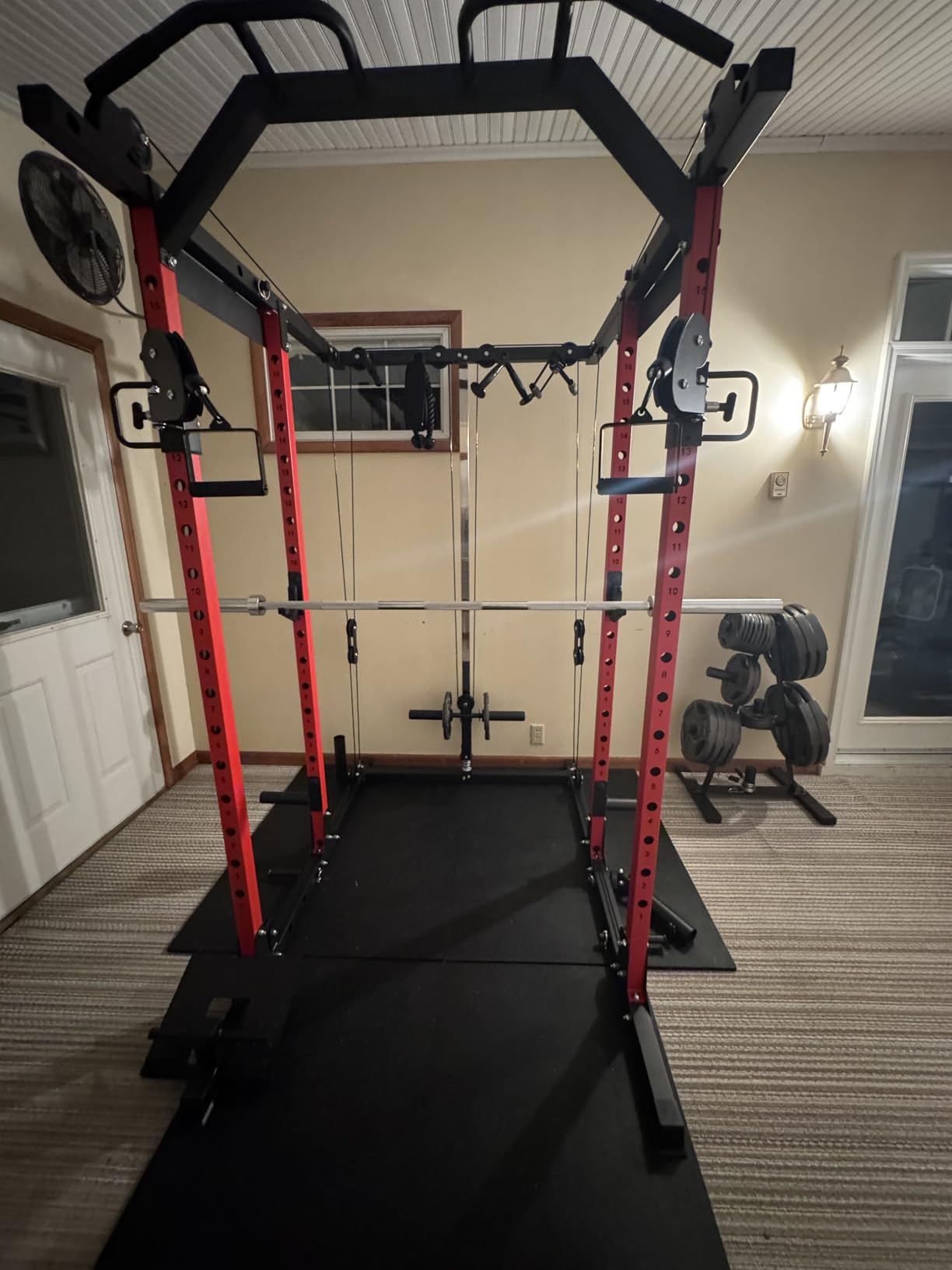 Mikolo Power Cage, Power Rack with Cable Crossover System, 1500LBS Squat Rack with LAT Pull Down System, Workout Cage with Pulley System for Fitness Home Gym customer photo 2