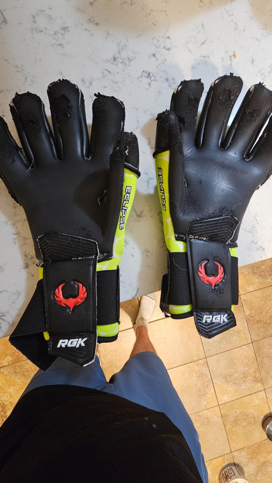 Renegade GK Eclipse Professional Soccer Goalie Gloves - Adult & Youth (Sizes 6-12, Level 5) 4+3MM EXT Contact Grip + Fingersaves | Max Grip & Comfort | Goalkeeper for Gloves Elite Play | Based in USA customer photo 1