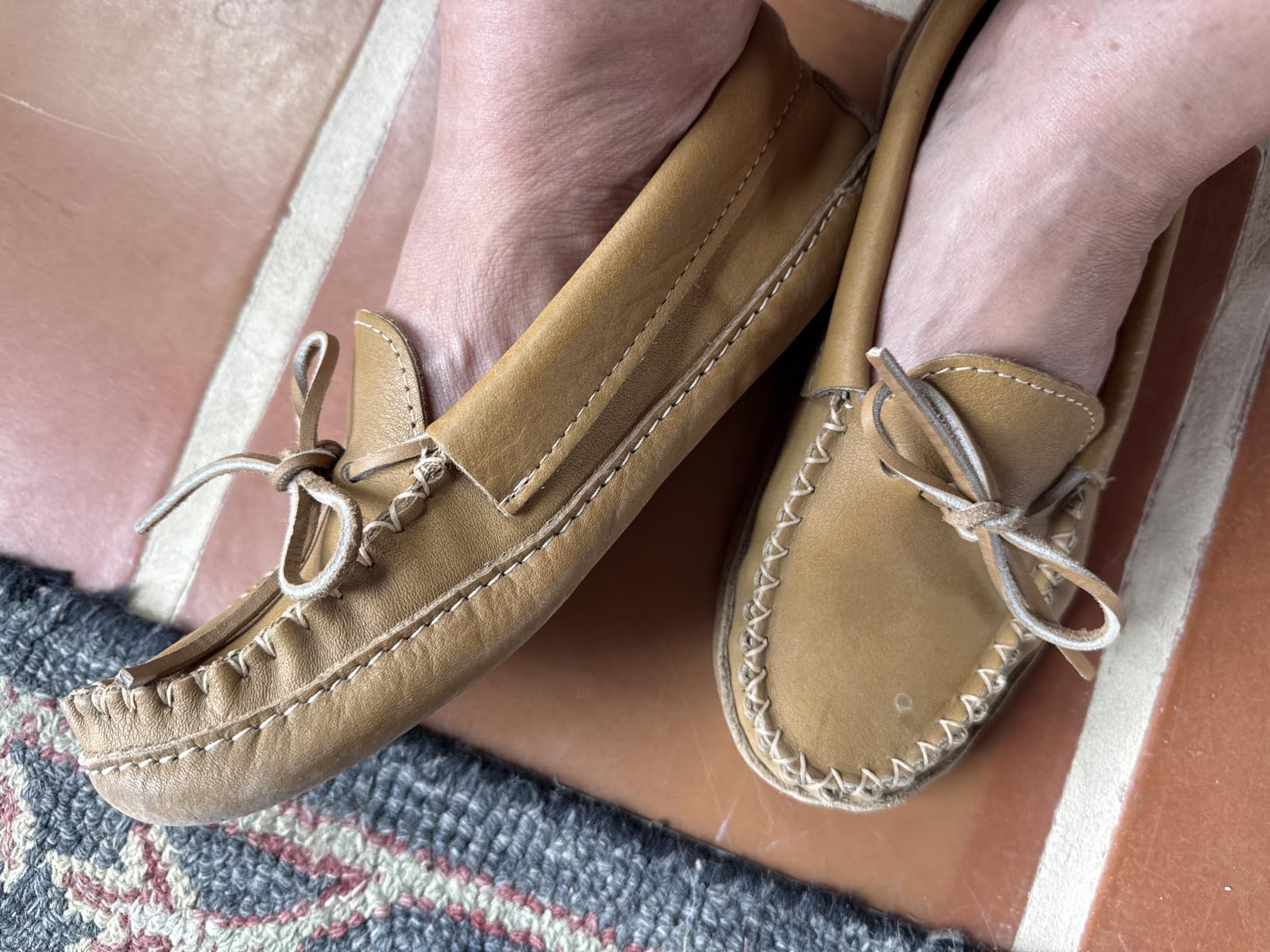 Laurentian Chief Moccasin Slippers for Women, Leather House Moccasins, Made in Canada, Indoor customer photo 1