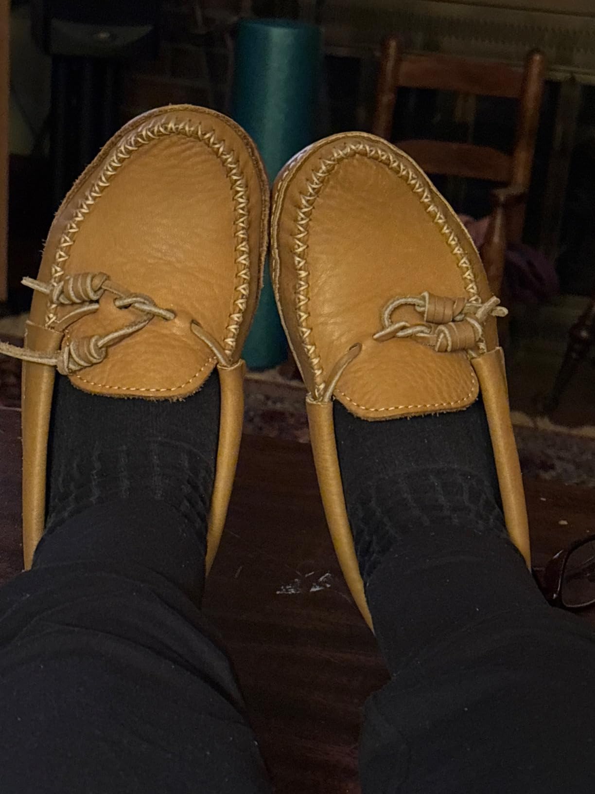 Laurentian Chief Moccasin Slippers for Women, Leather House Moccasins, Made in Canada, Indoor customer photo 2