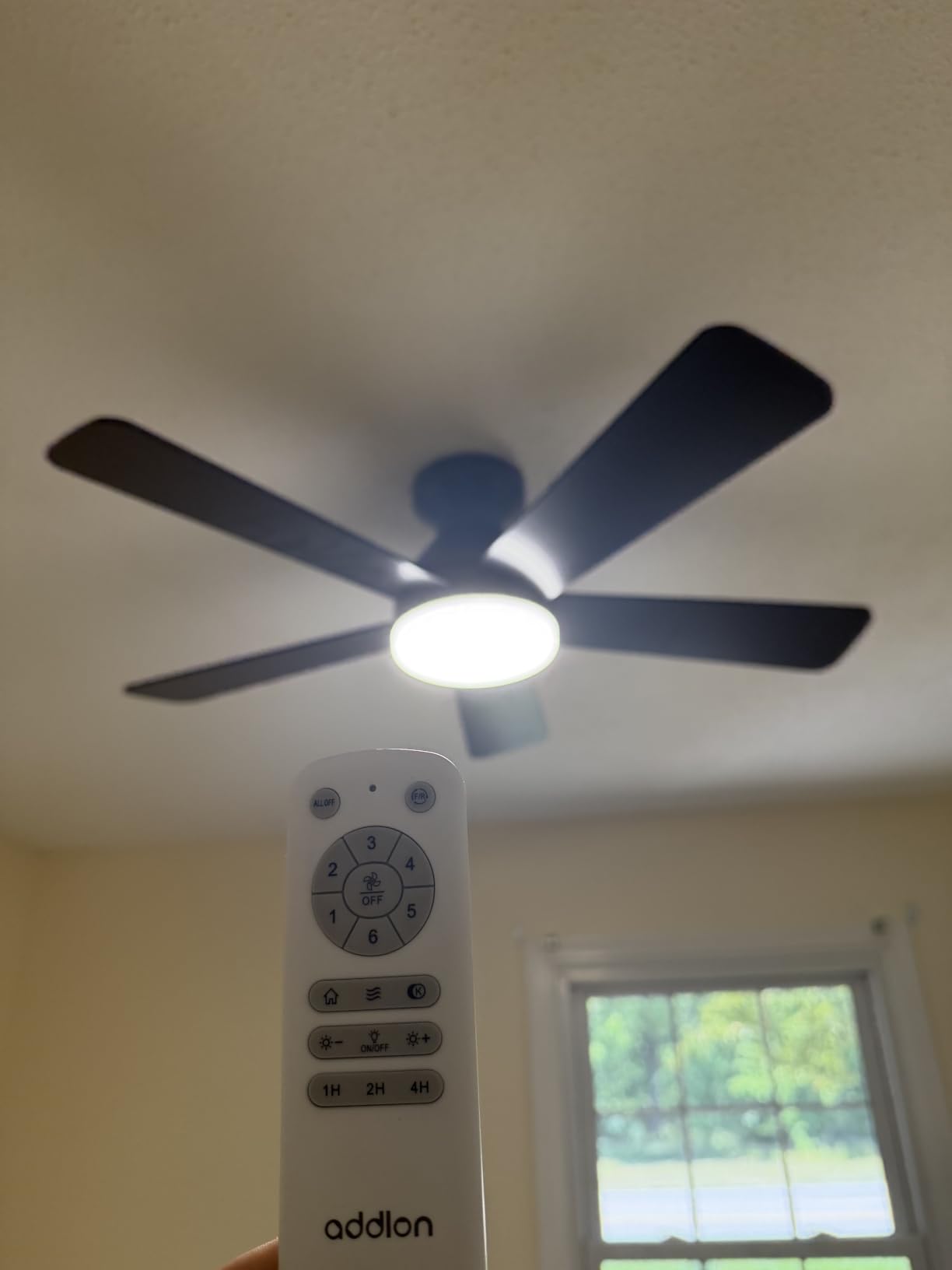 addlon 42 Inch Black Low Profile Ceiling Fans with Lights and Remote | Flush mount, 3-color dimmable light, quiet reversible DC motor, easy install, memory, timer, bedroom, covered outdoor areas customer photo 2