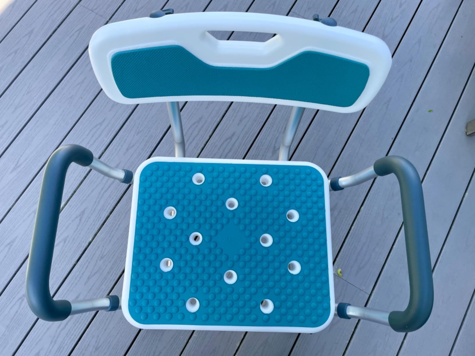 PELEGON Shower Chair for Elderly and Disabled (450lb) with Padded Armrests and Back, Adjustable Height Shower Seat, Heavy Duty Shower Chairs for Inside Shower, Handicap - Blue customer photo 1