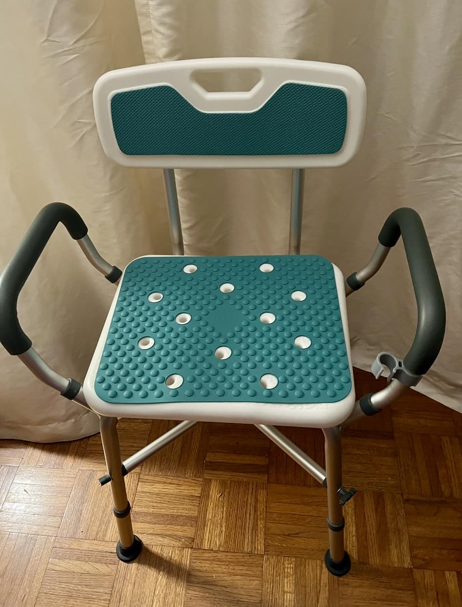 PELEGON Shower Chair for Elderly and Disabled (450lb) with Padded Armrests and Back, Adjustable Height Shower Seat, Heavy Duty Shower Chairs for Inside Shower, Handicap - Blue customer photo 2