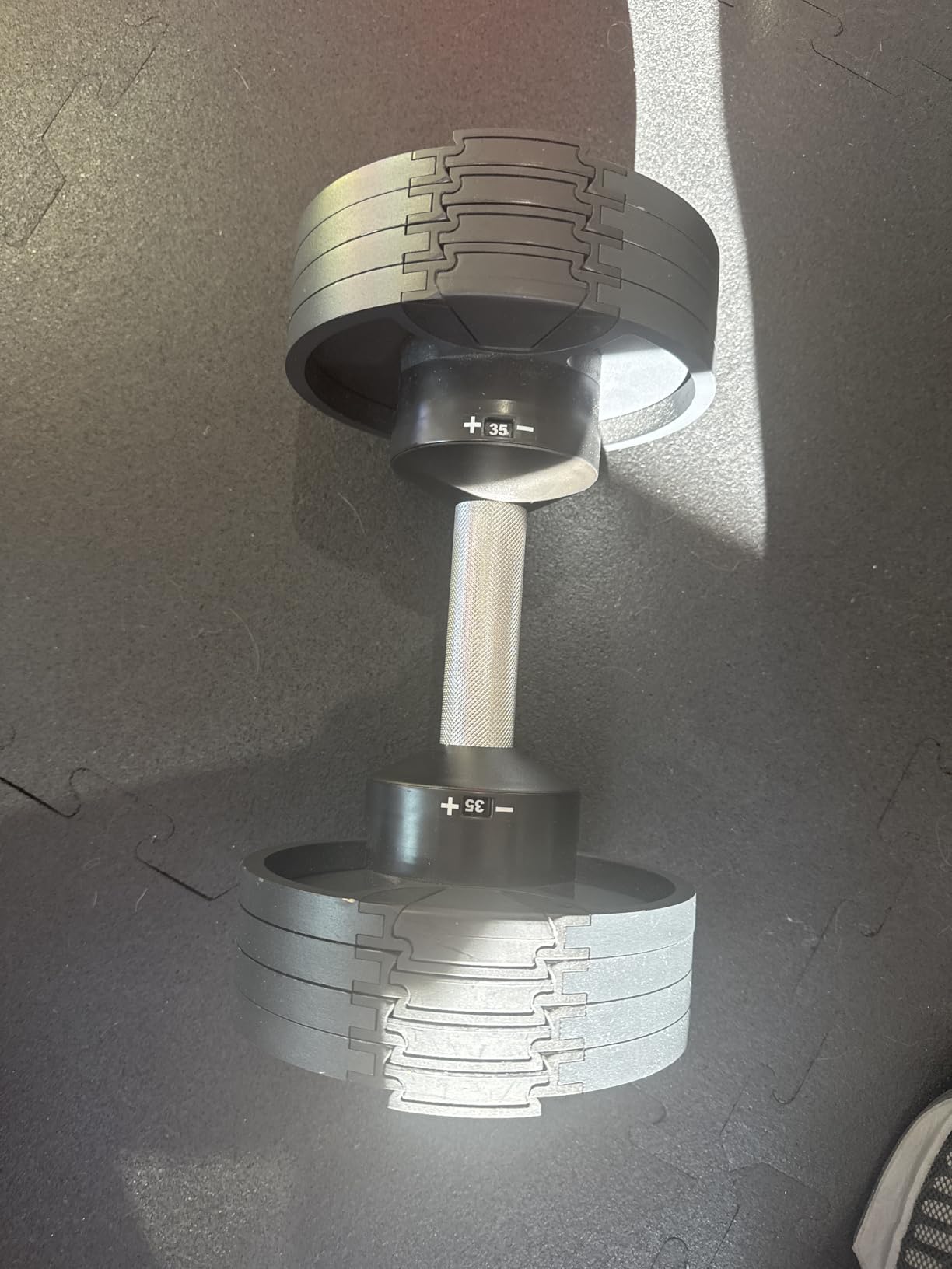 Nuobell 580 Adjustable Dumbbells, 5-80 lb, Set of 2 Free Weights | 5 lb Increments, Instant Twist-handle Adjustment, Knurled Aluminum handles, Replace 16 Pairs of Dumbbells, Trays included customer photo 2