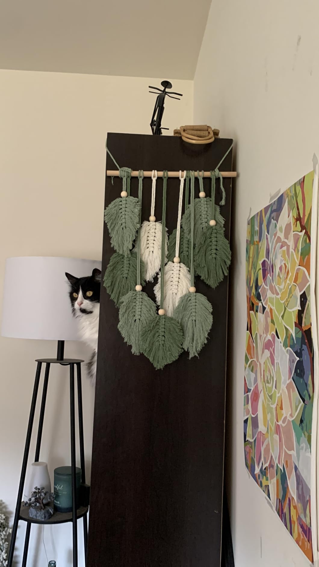 FREEBLOSS DIY Macrame Leaf Wall Hanging Beginners | Macrame Kit Leaf Woven Tapestry Feather Wall Hanging DIY Macrame Kit for Adults Birthday Gift customer photo 1
