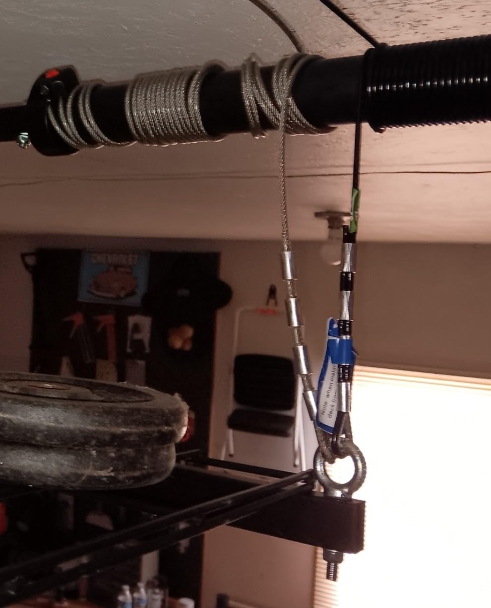 FLEXIMOUNTS GL1 Overhead Garage Lifting Storage Rack, 4x4 Ft Heavy-Duty Metal Garage Ceiling Rack, Adjustable Organization System With 71''L Axle, 350lbs Weight, Black customer photo 2